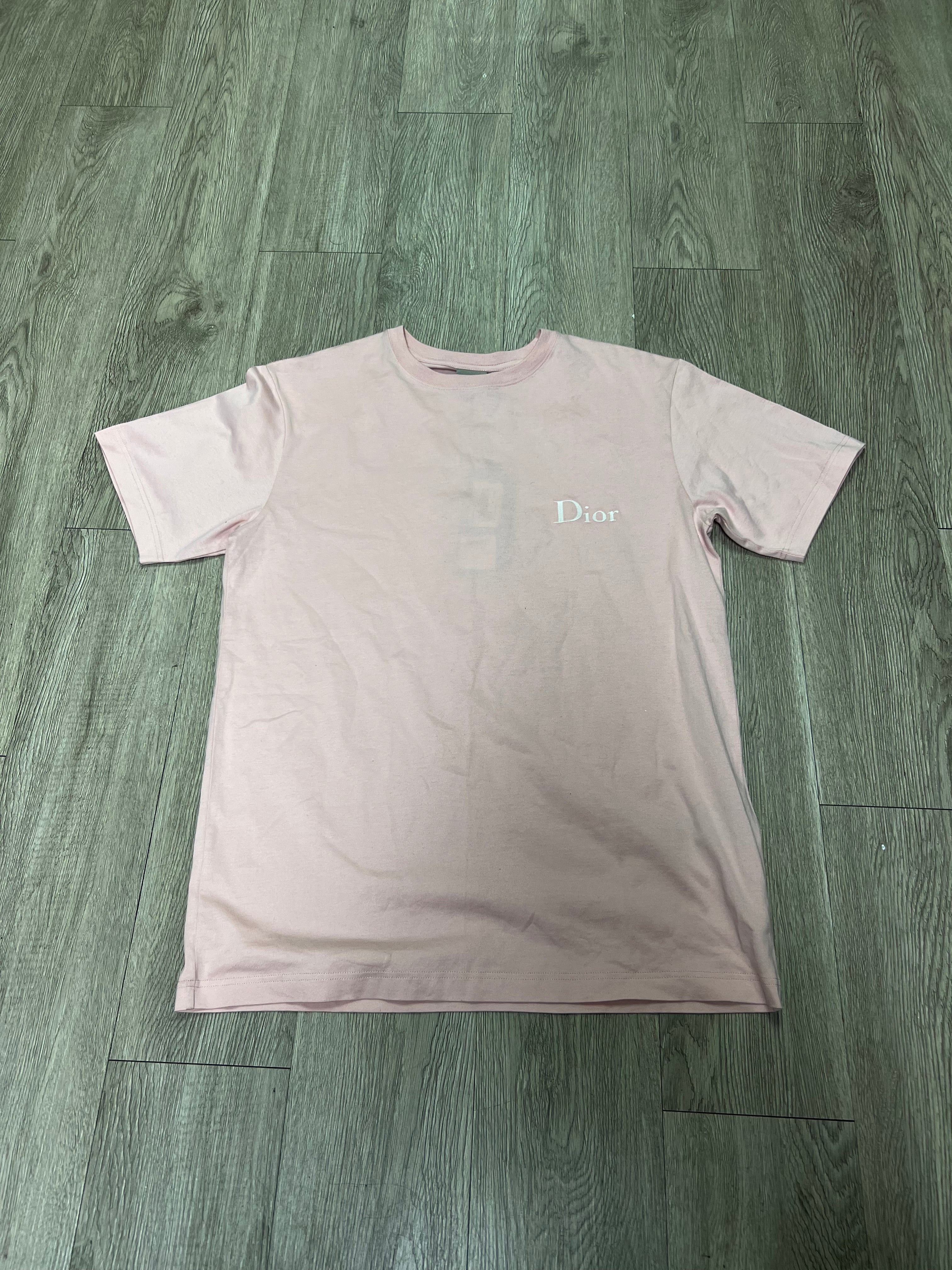 Dior Pink White Embroidered Logo Tee
