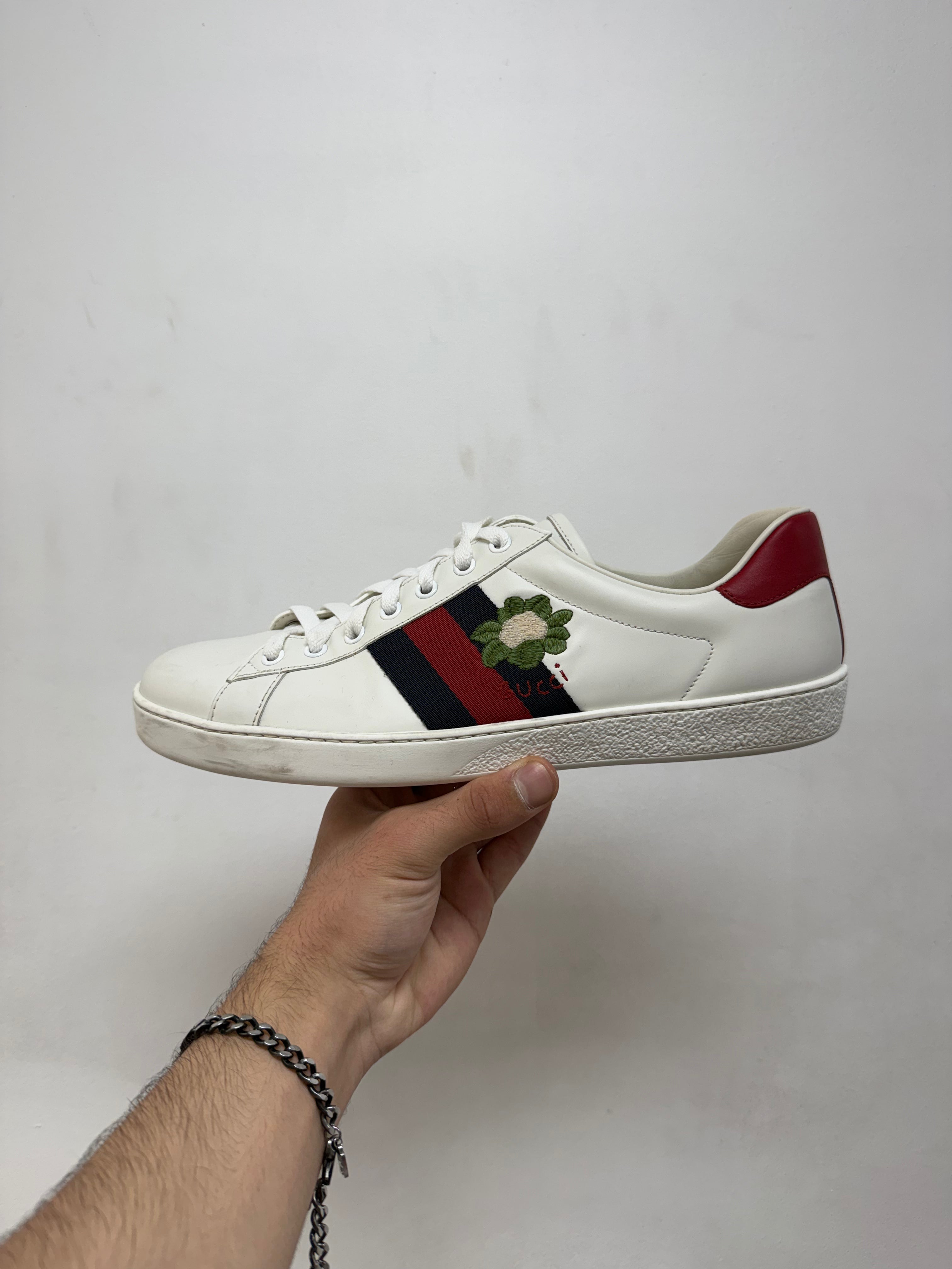 Gucci White Navy Red Anchor Ace Sneakers