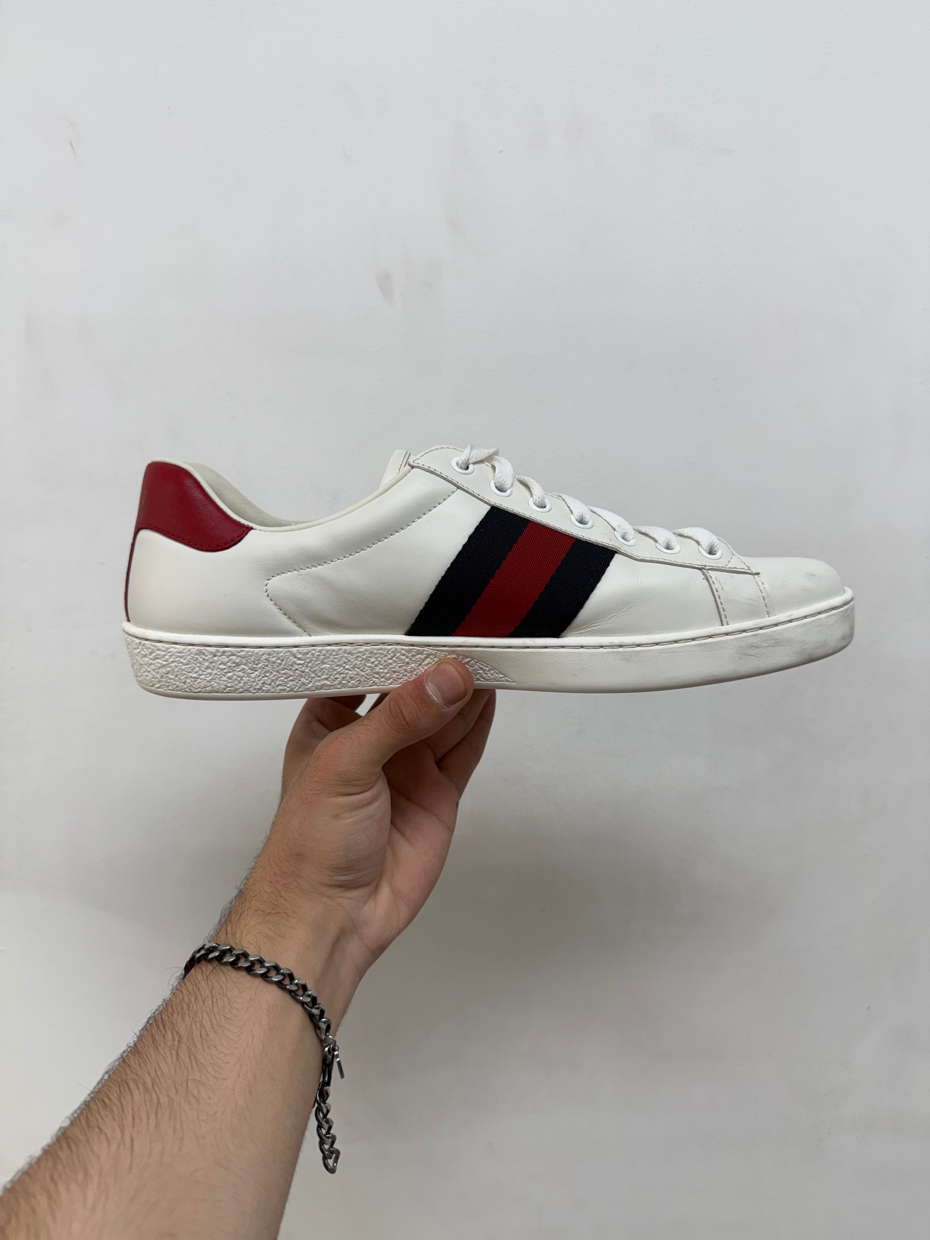 Gucci White Navy Red Anchor Ace Sneakers