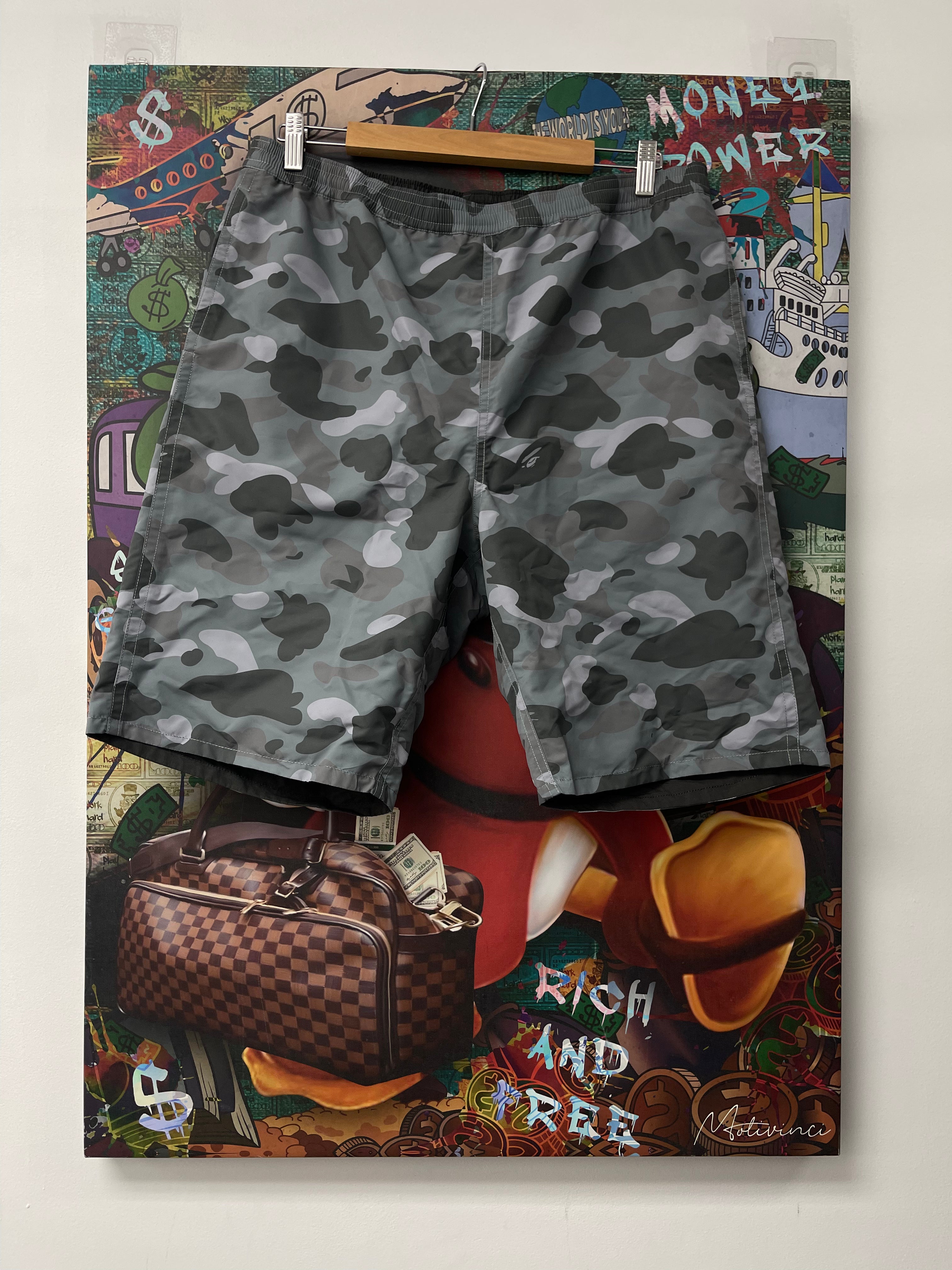 BAPE Swim Trunks Grey Camo New