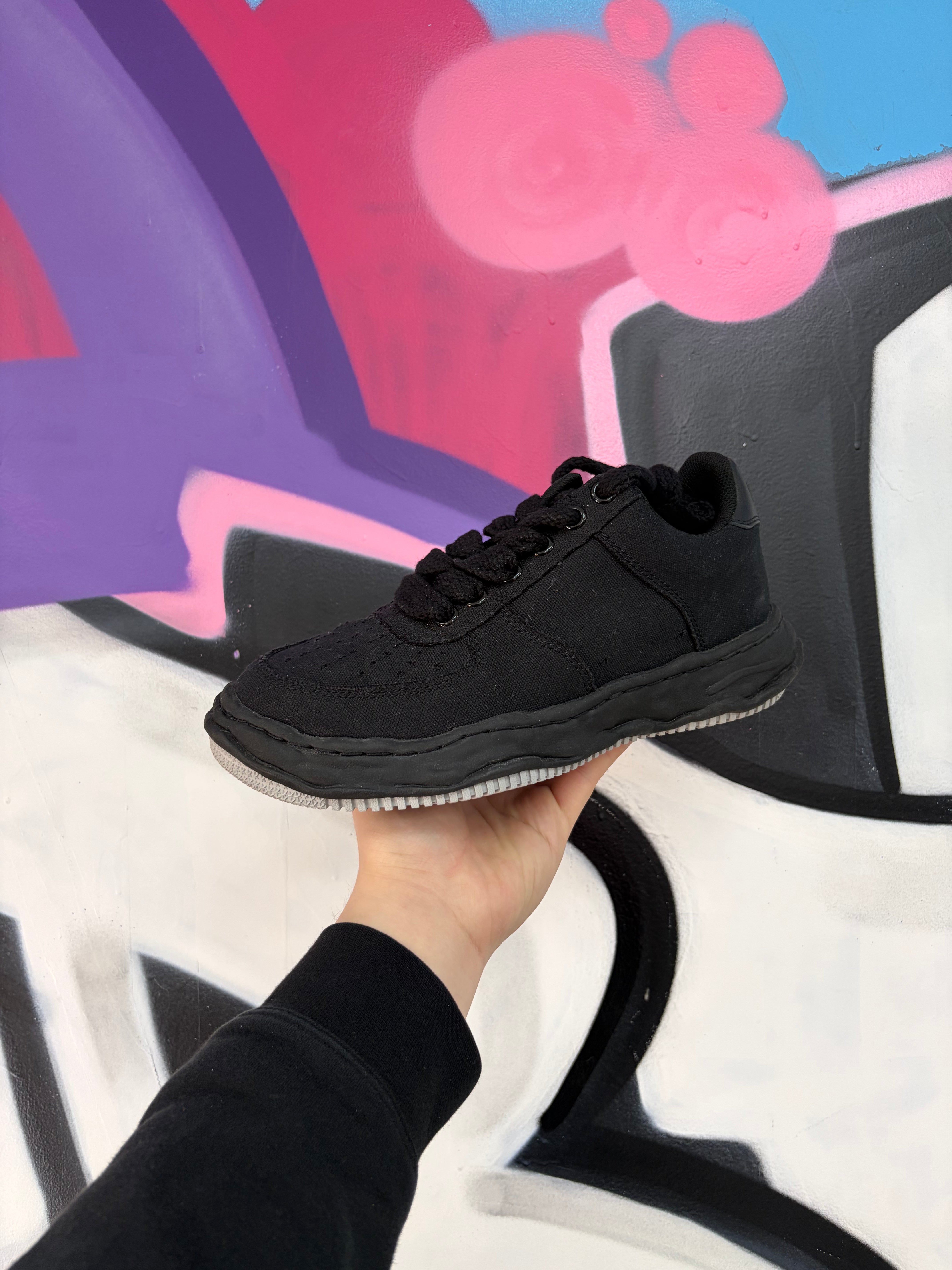 MMY Black Grey Canvas Low Sneakers