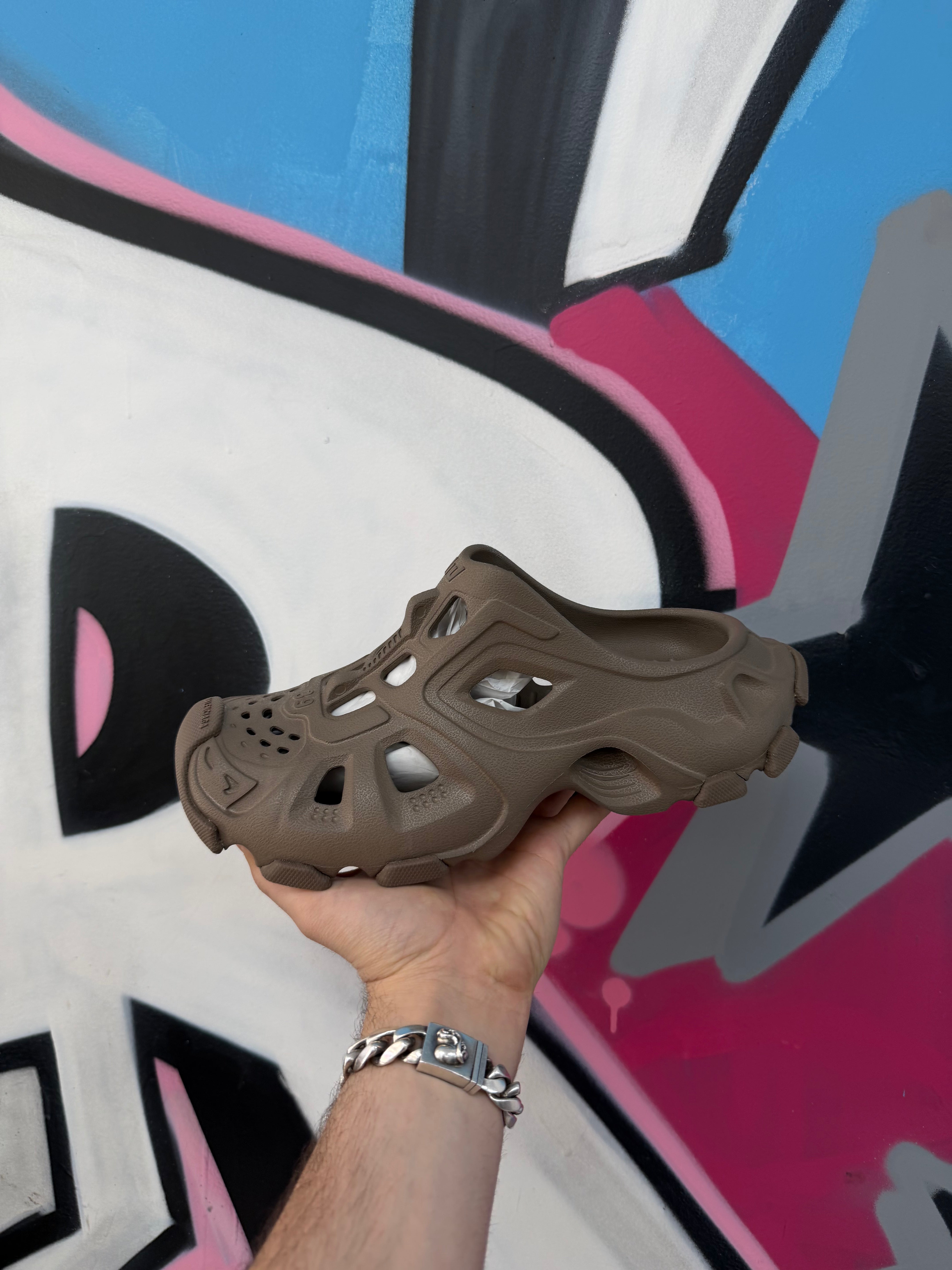 Balenciaga Dark Taupe HD Mule Slides