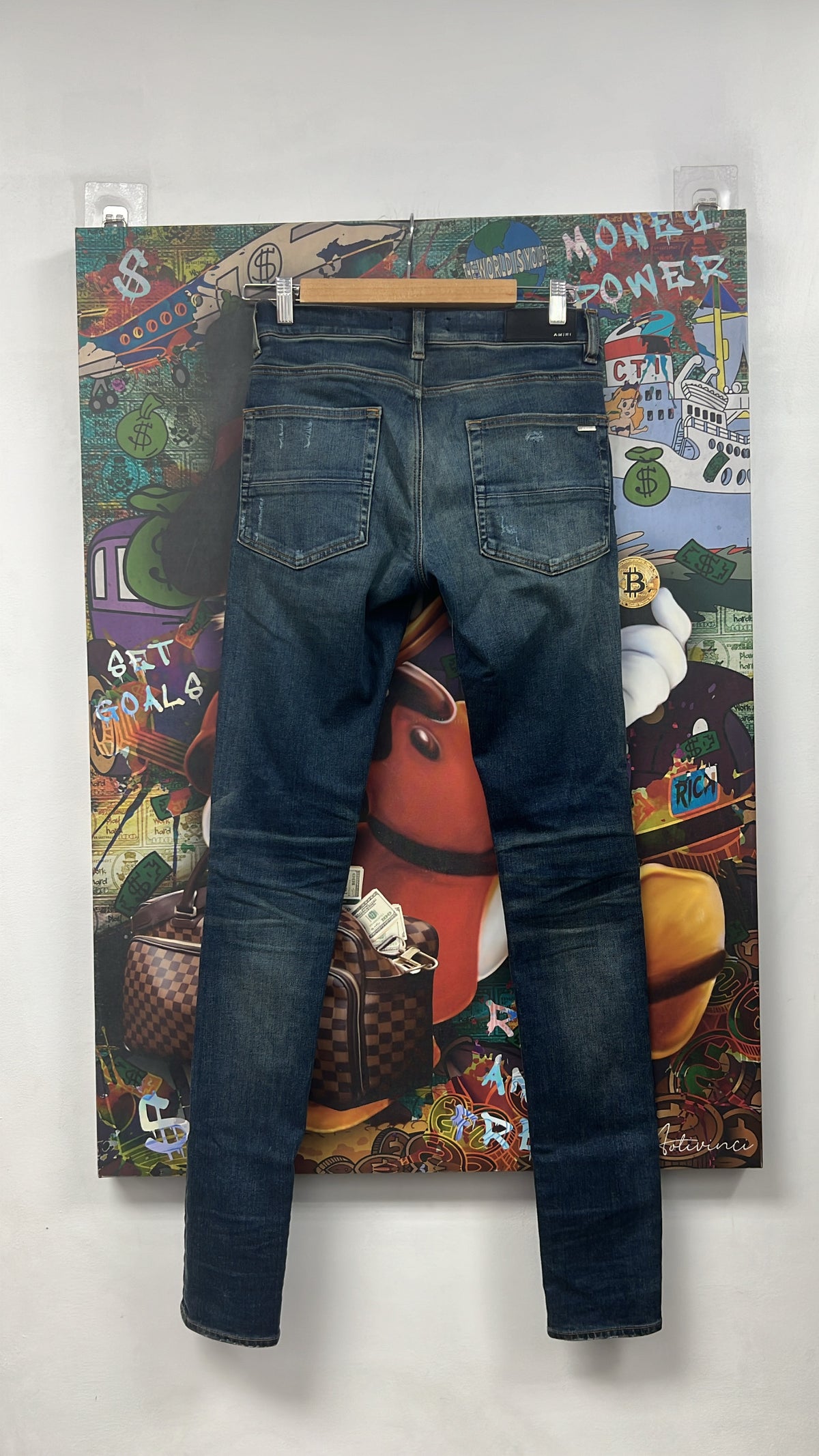 Amiri Mx1 Dark Wash Black Patch Jeans