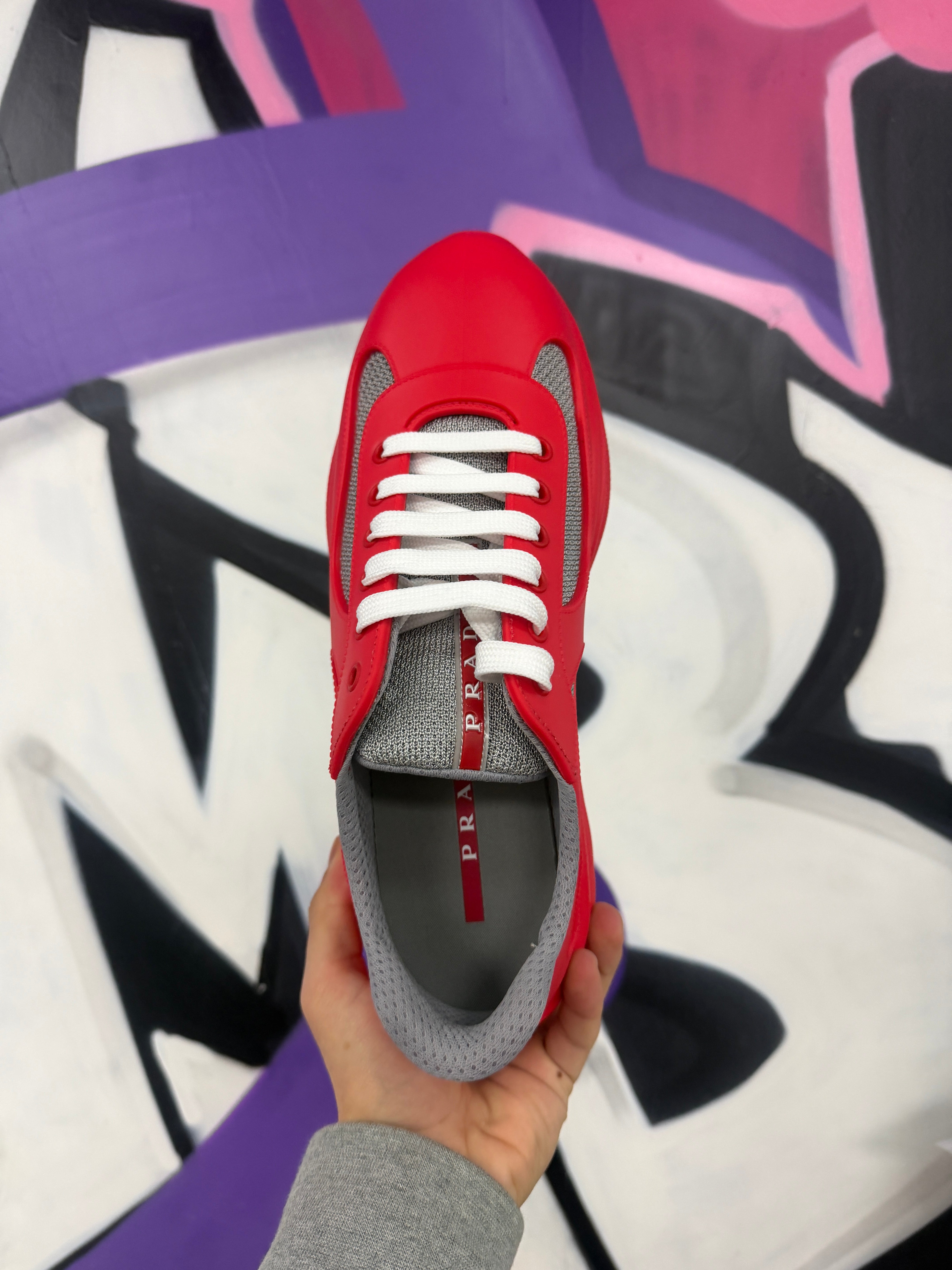 Prada Red Rubber Cup Sneakers
