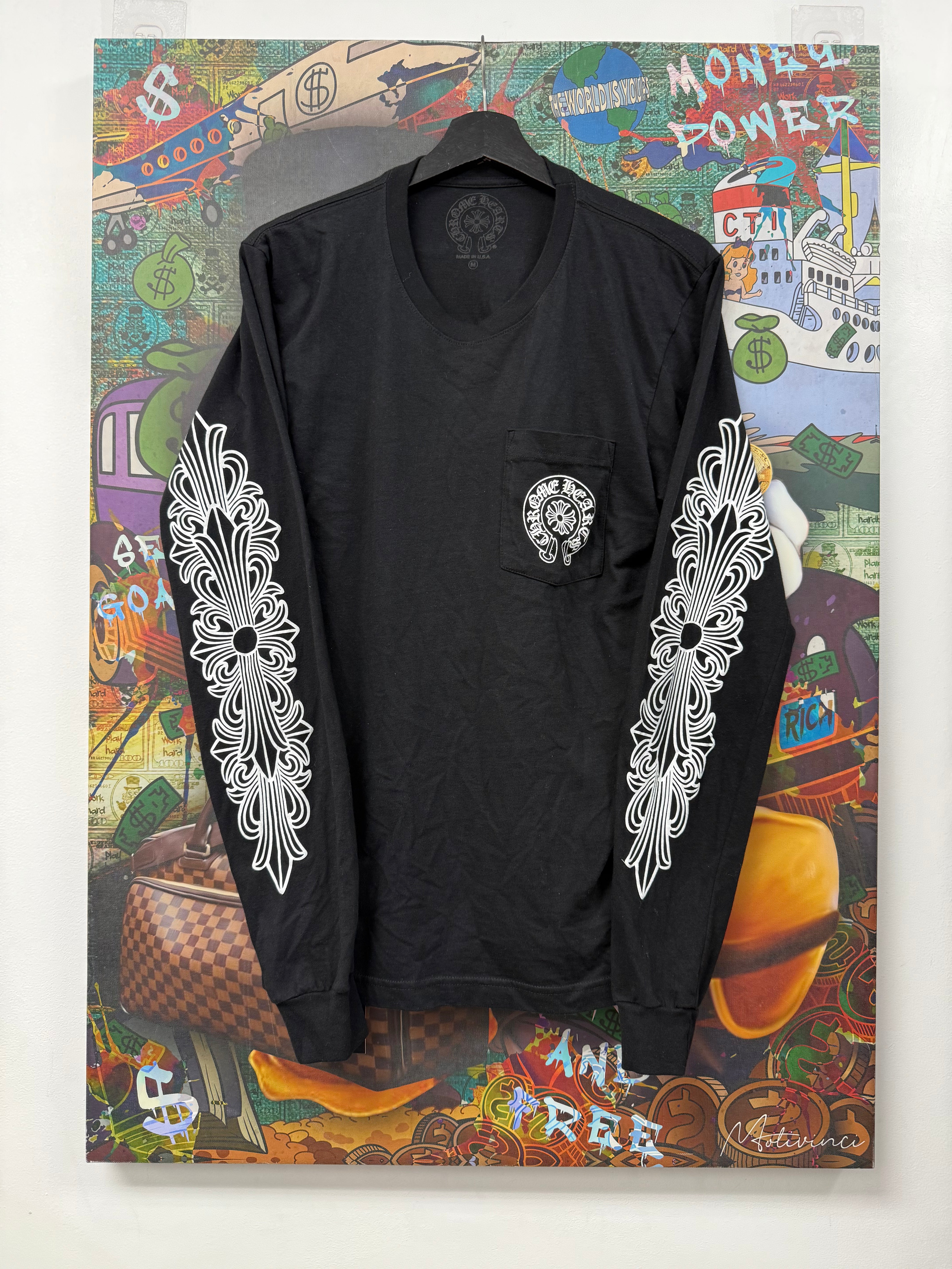 Chrome Hearts Black Miami Floral Horseshoe Long Sleeve