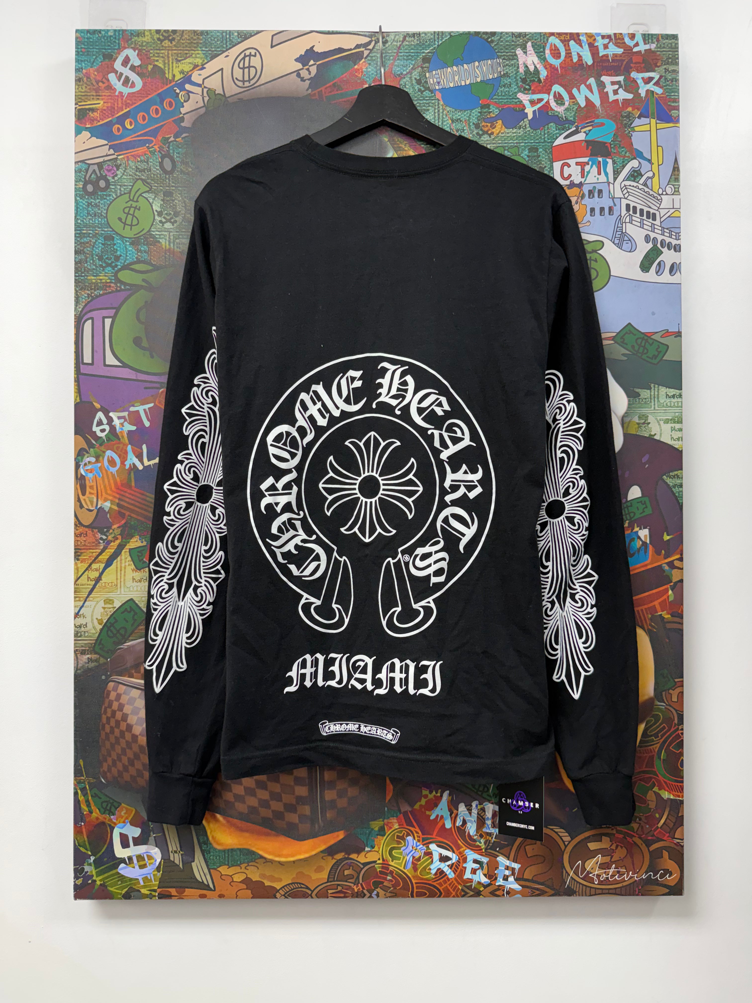 Chrome Hearts Black Miami Floral Horseshoe Long Sleeve