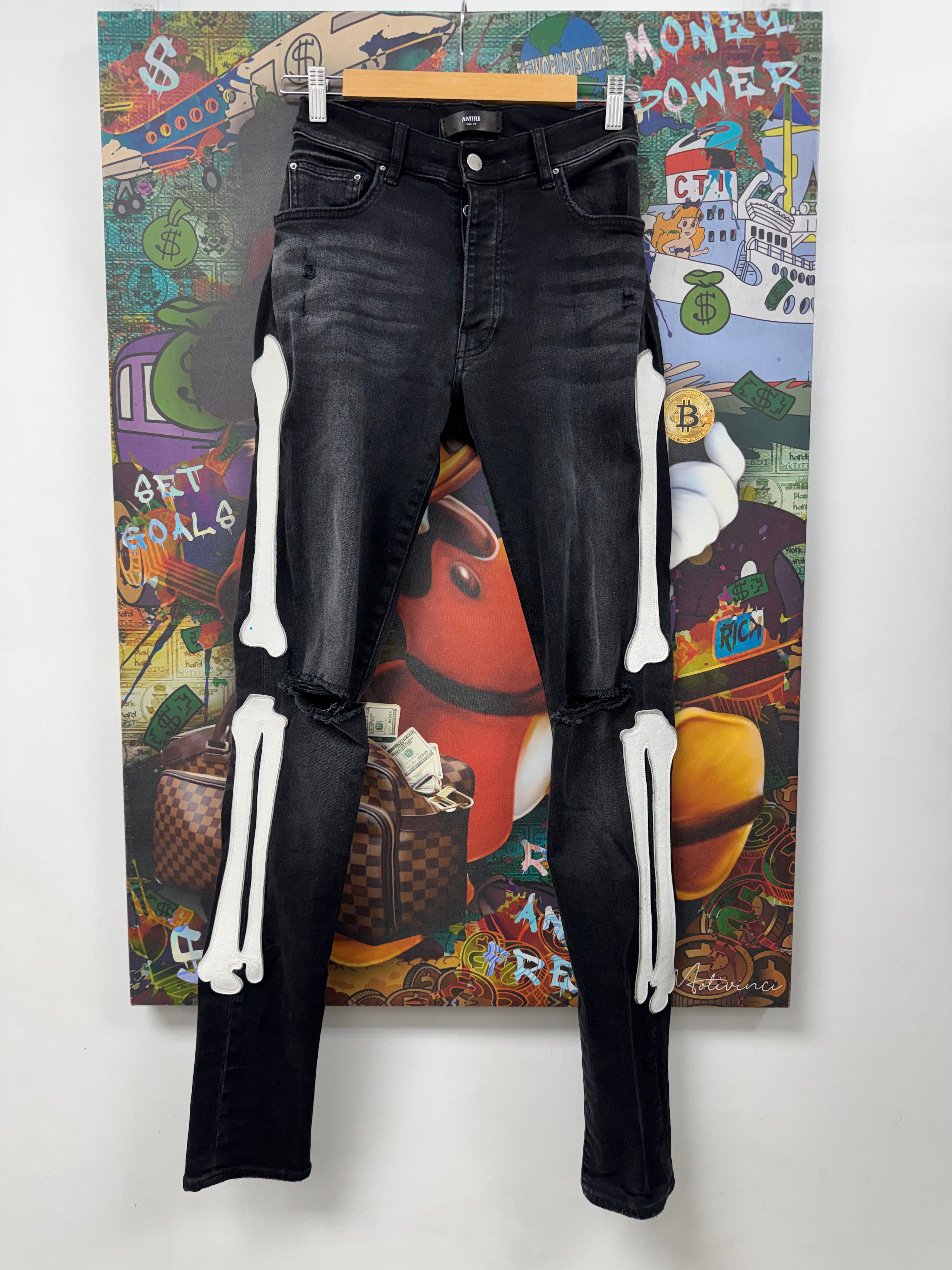 Amiri Black Wash White Bone (Altered Fits 28) Jeans