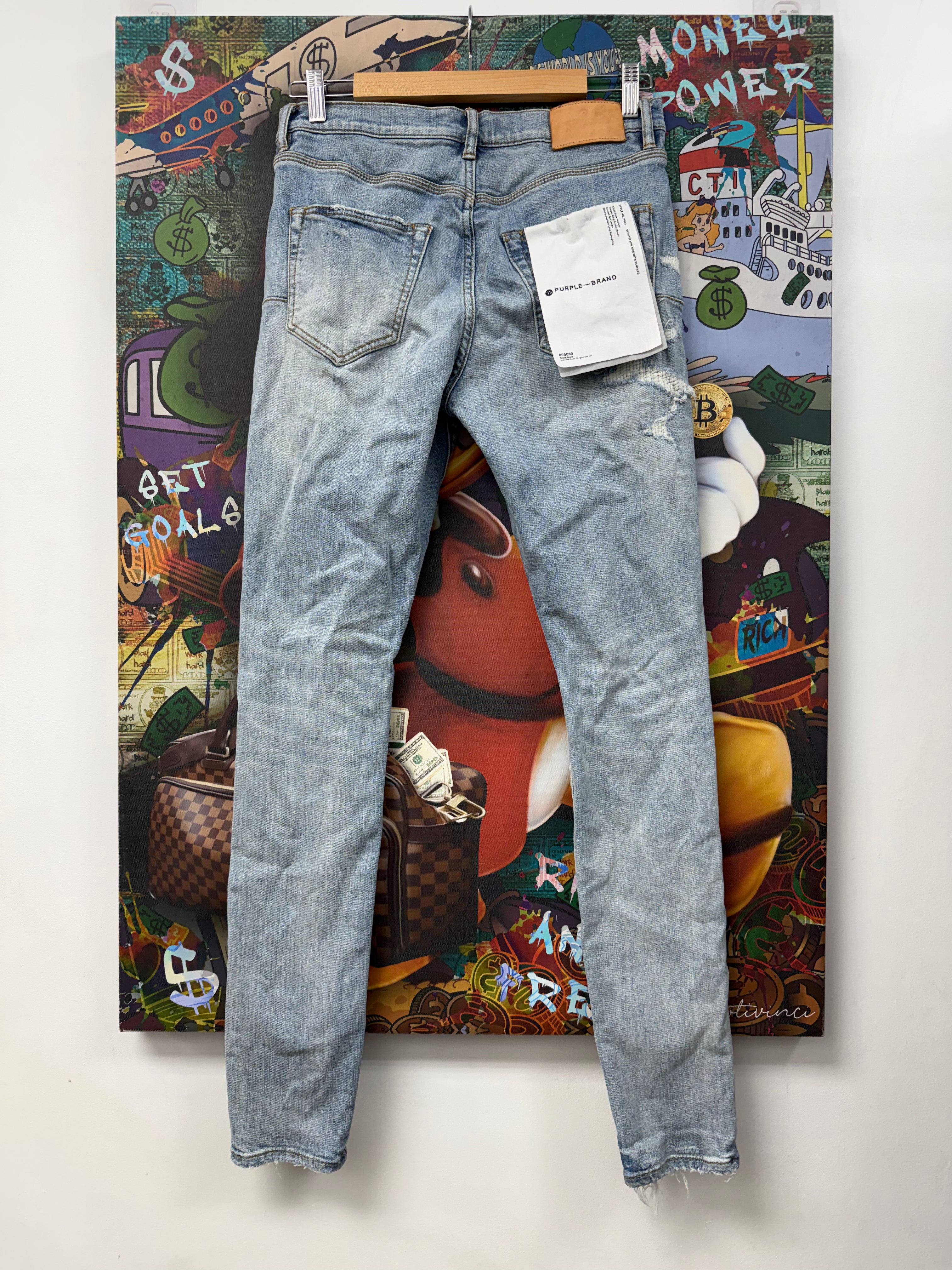 Purple Brand Light Wash Distressed Jeans