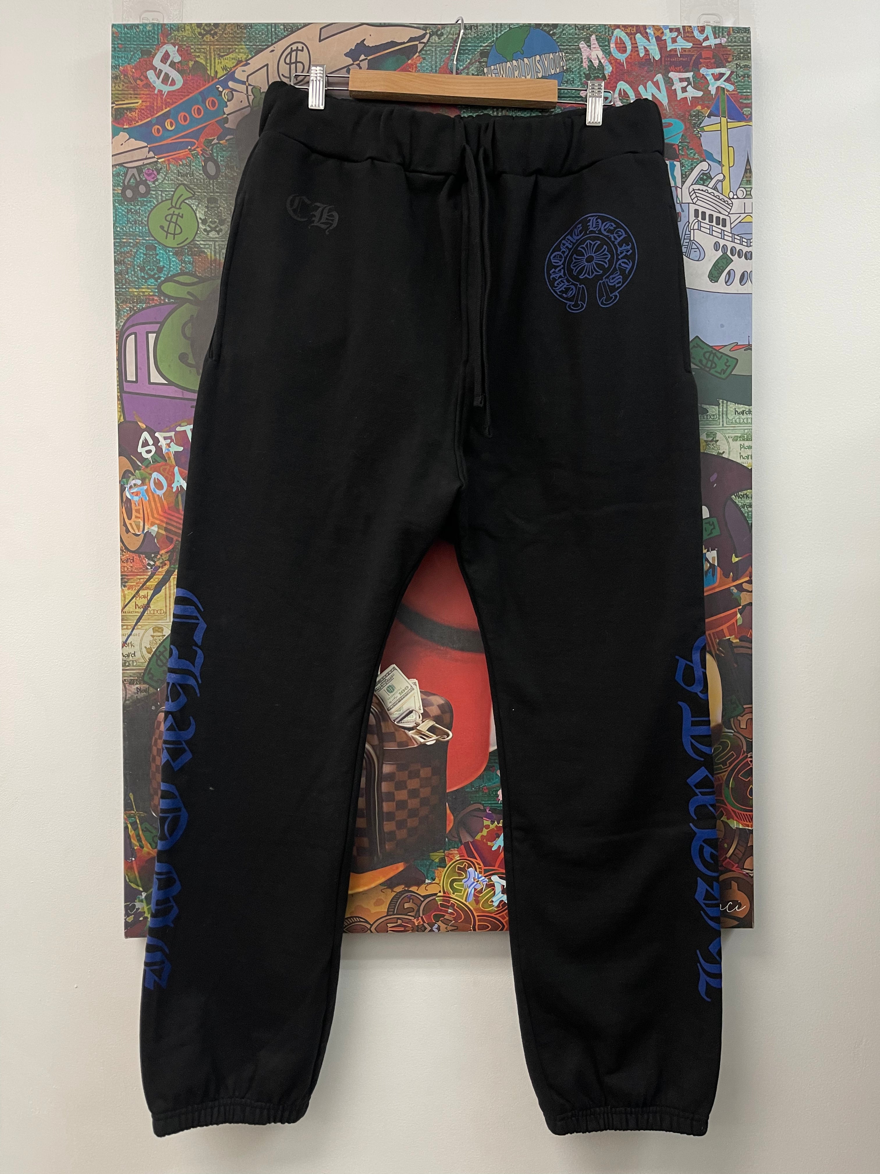 Chrome Hearts Black Blue Horseshoe Sweatpants