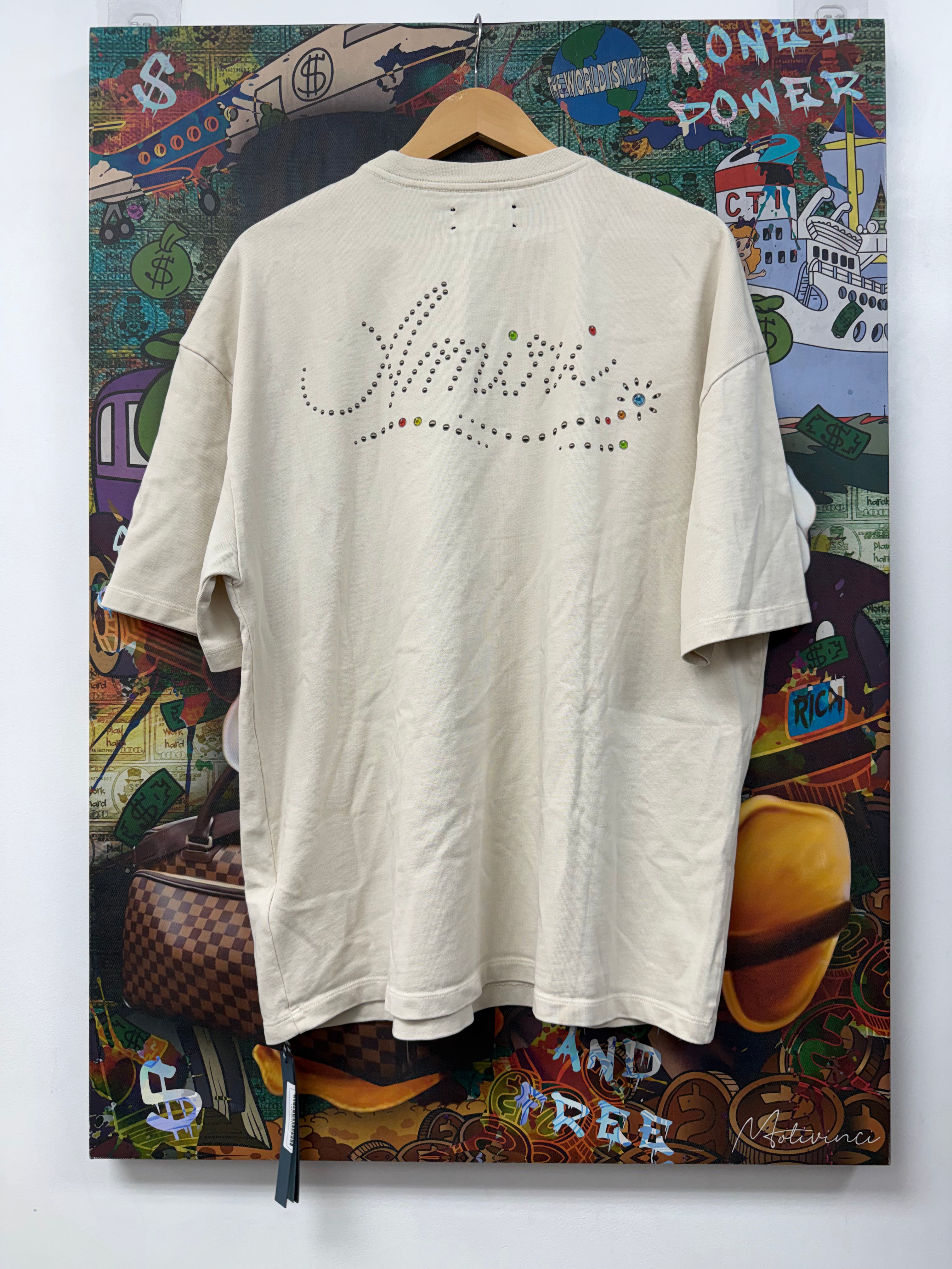 Amiri Cream Stud Logo Tee