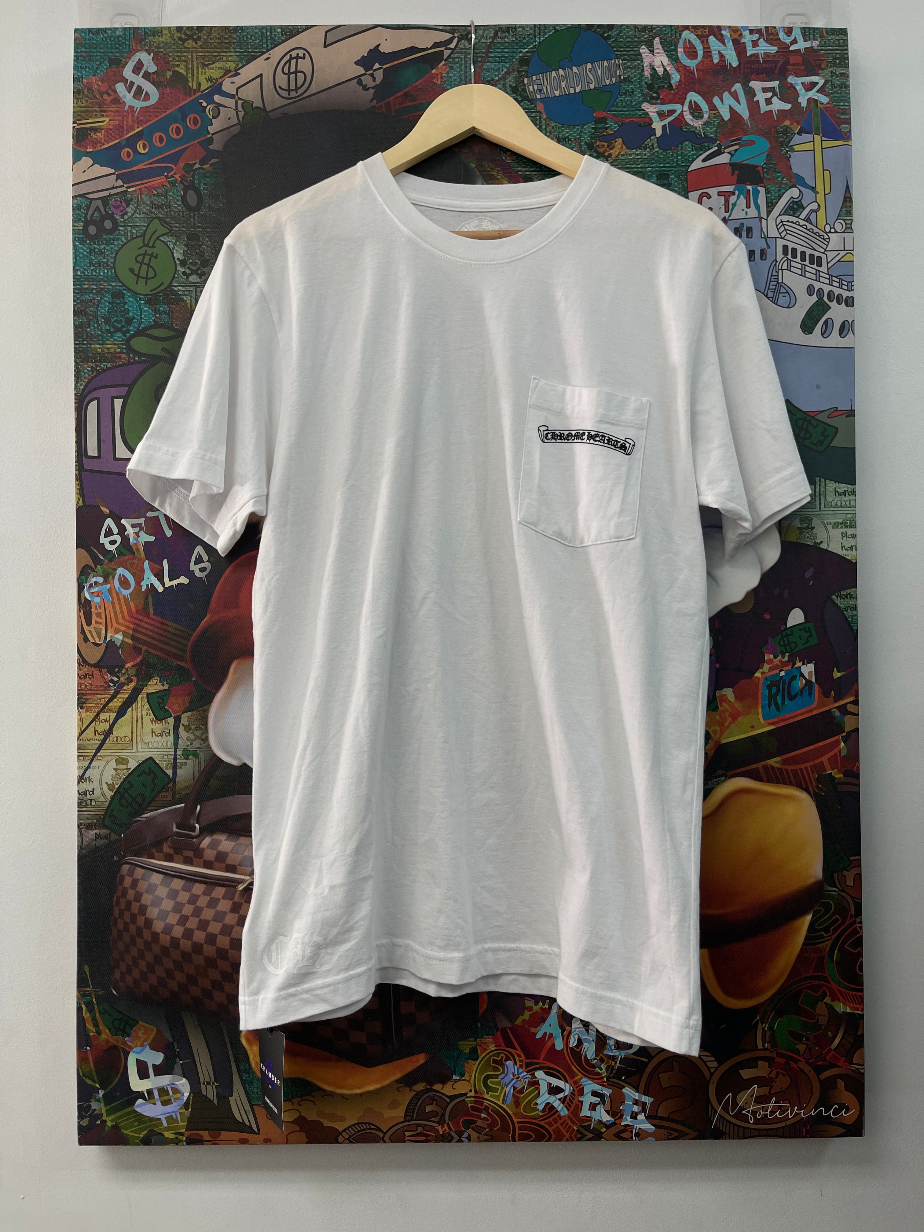 Chrome Hearts White Black Scroll Logo Tee