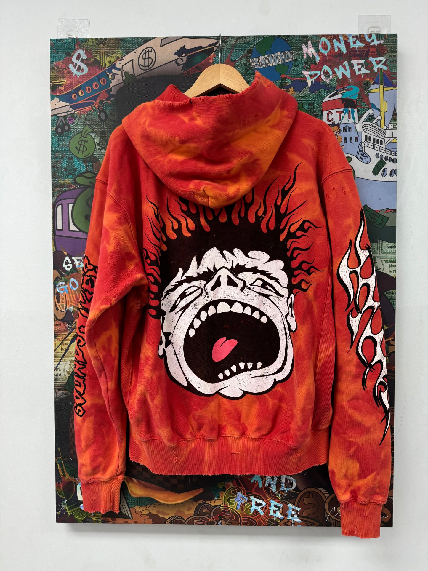 Hellstar Records Distressed Hoodie Red Used Small (Fits Big) N/A