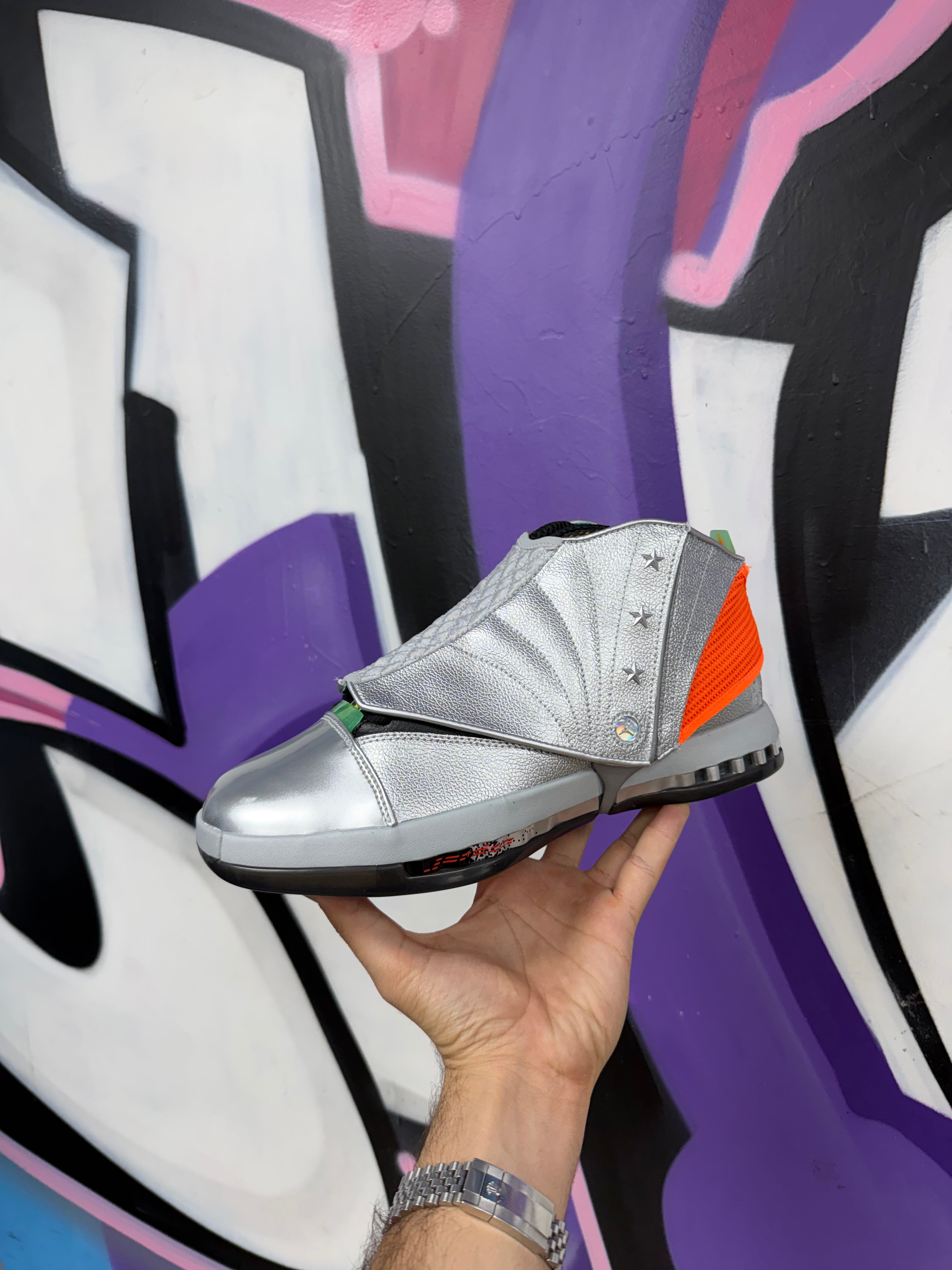 Jordan 16 FTY Metallic Silver Sneakers