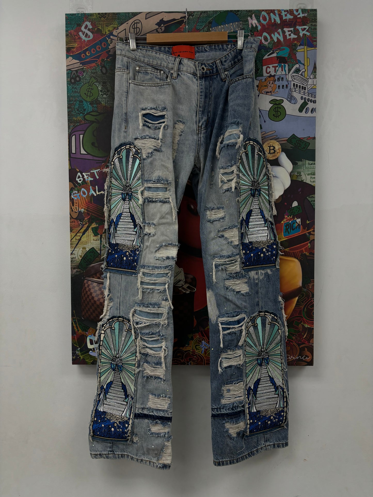 WDW Teal Rhinestone Denim Used 32