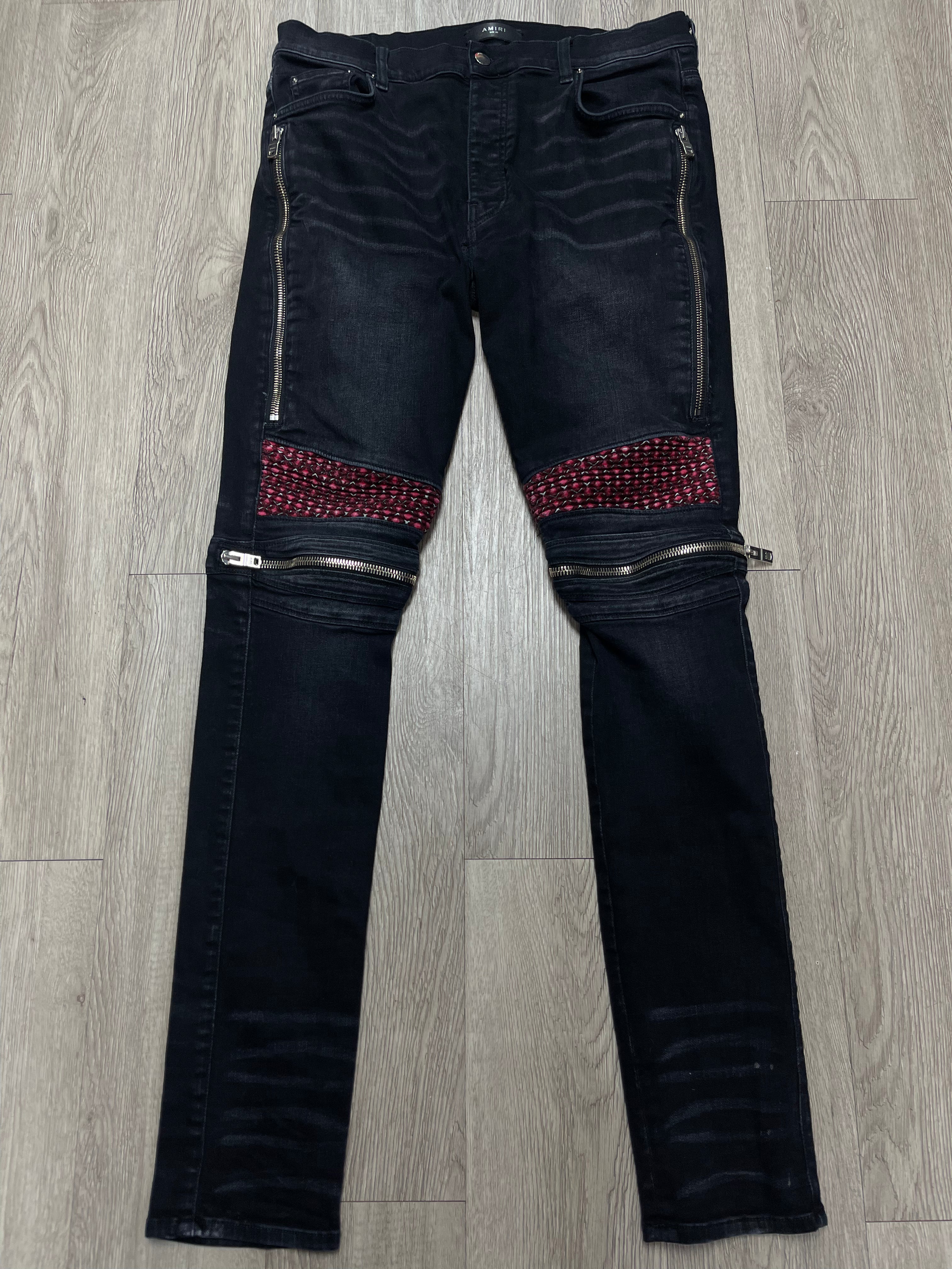 Amiri MX2 Black Wash Cherry Red Patch Jeans