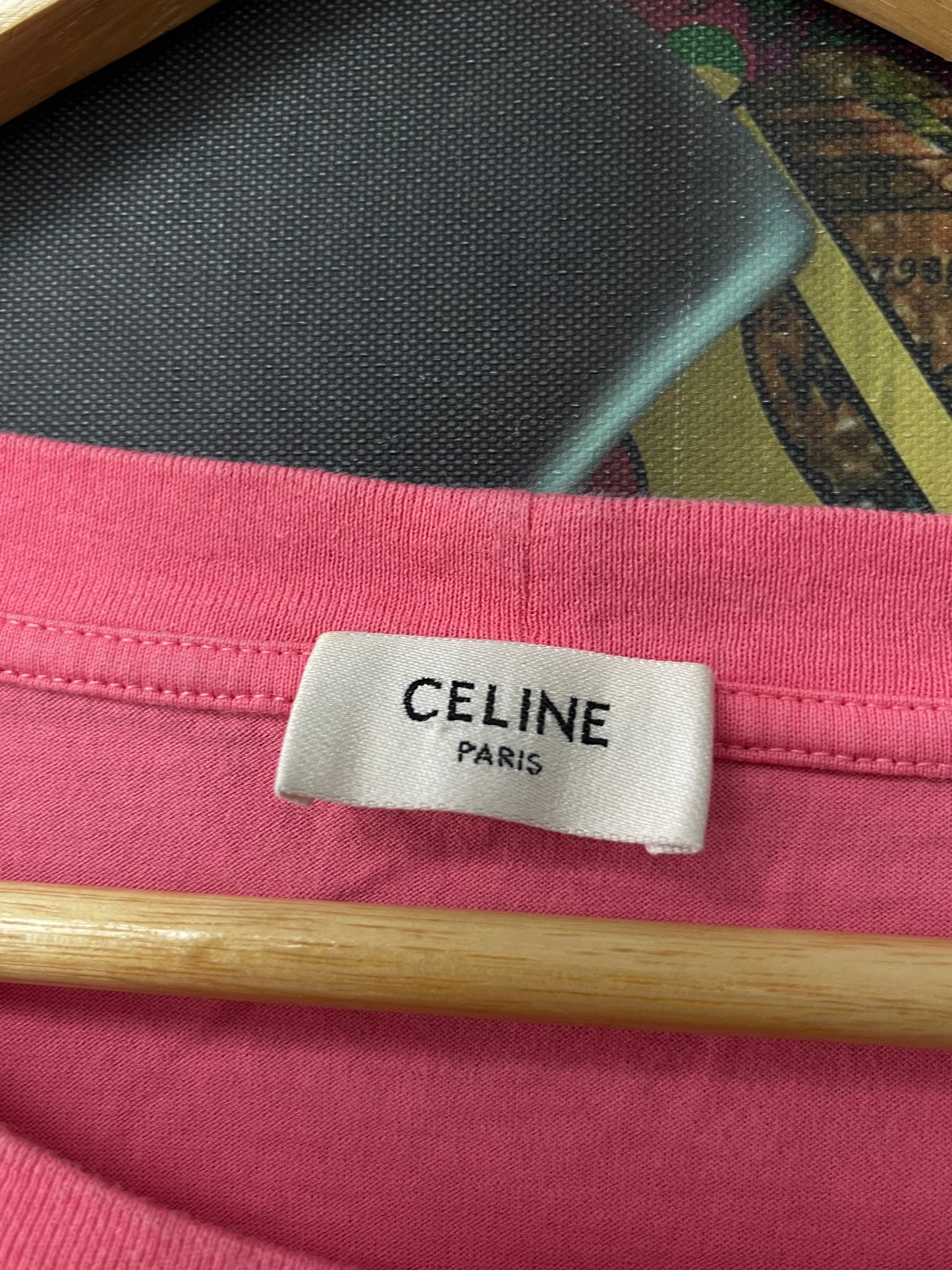 Celine Tee Pink White Tee Used