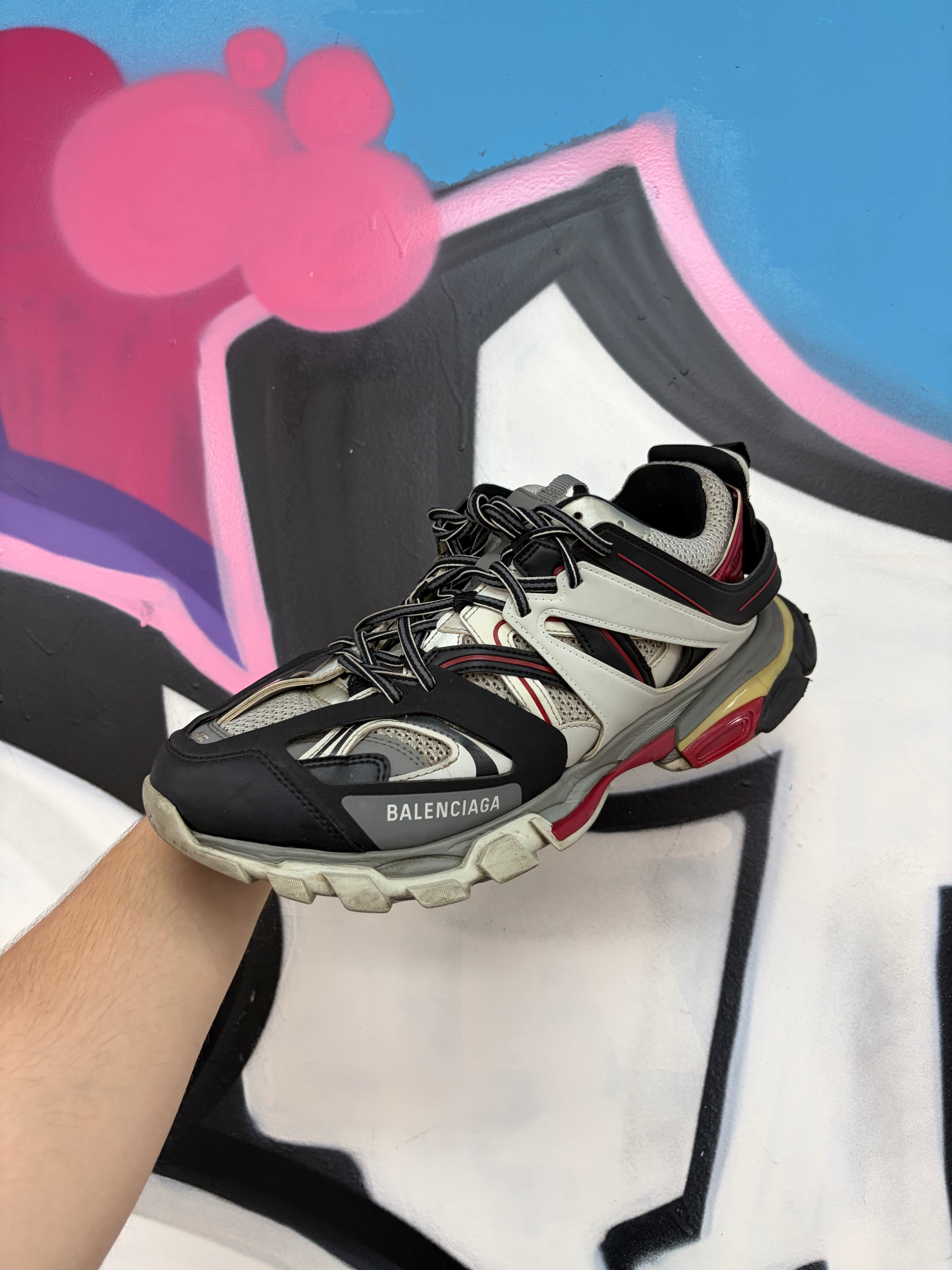 Balenciaga Grey Red Track Sneakers