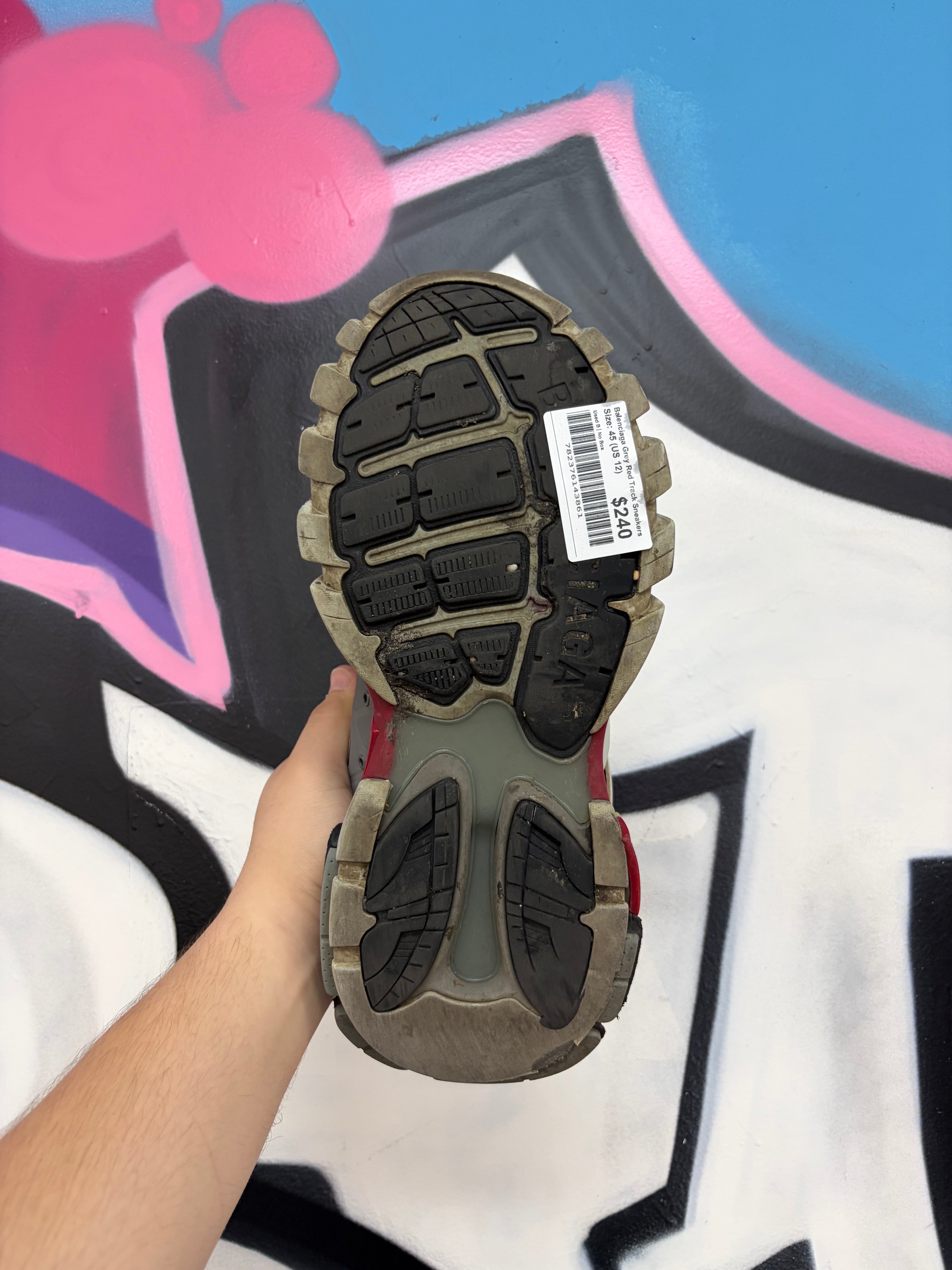 Balenciaga Grey Red Track Sneakers