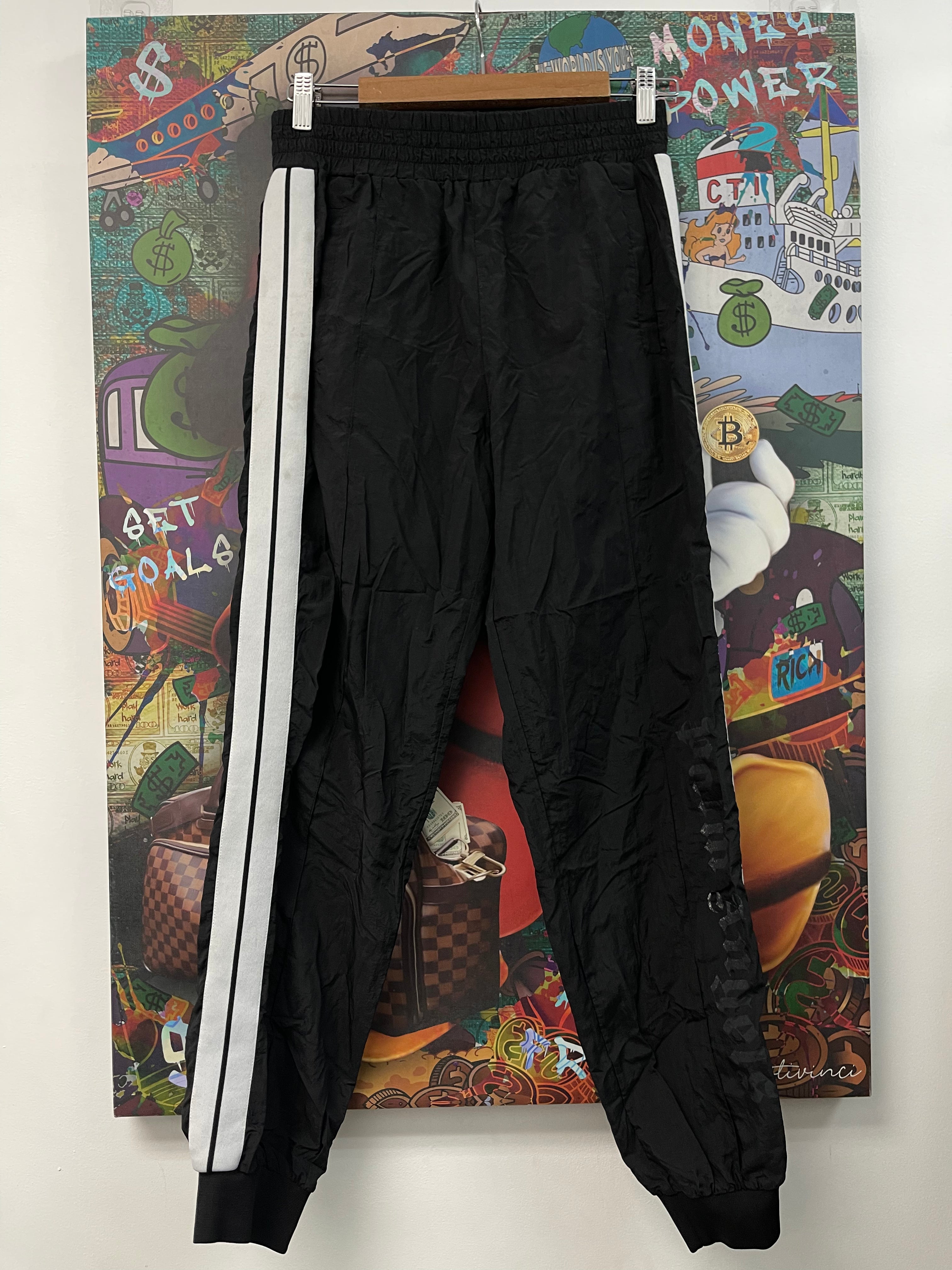 Palm Angels Black White Faded Logo Track Pants