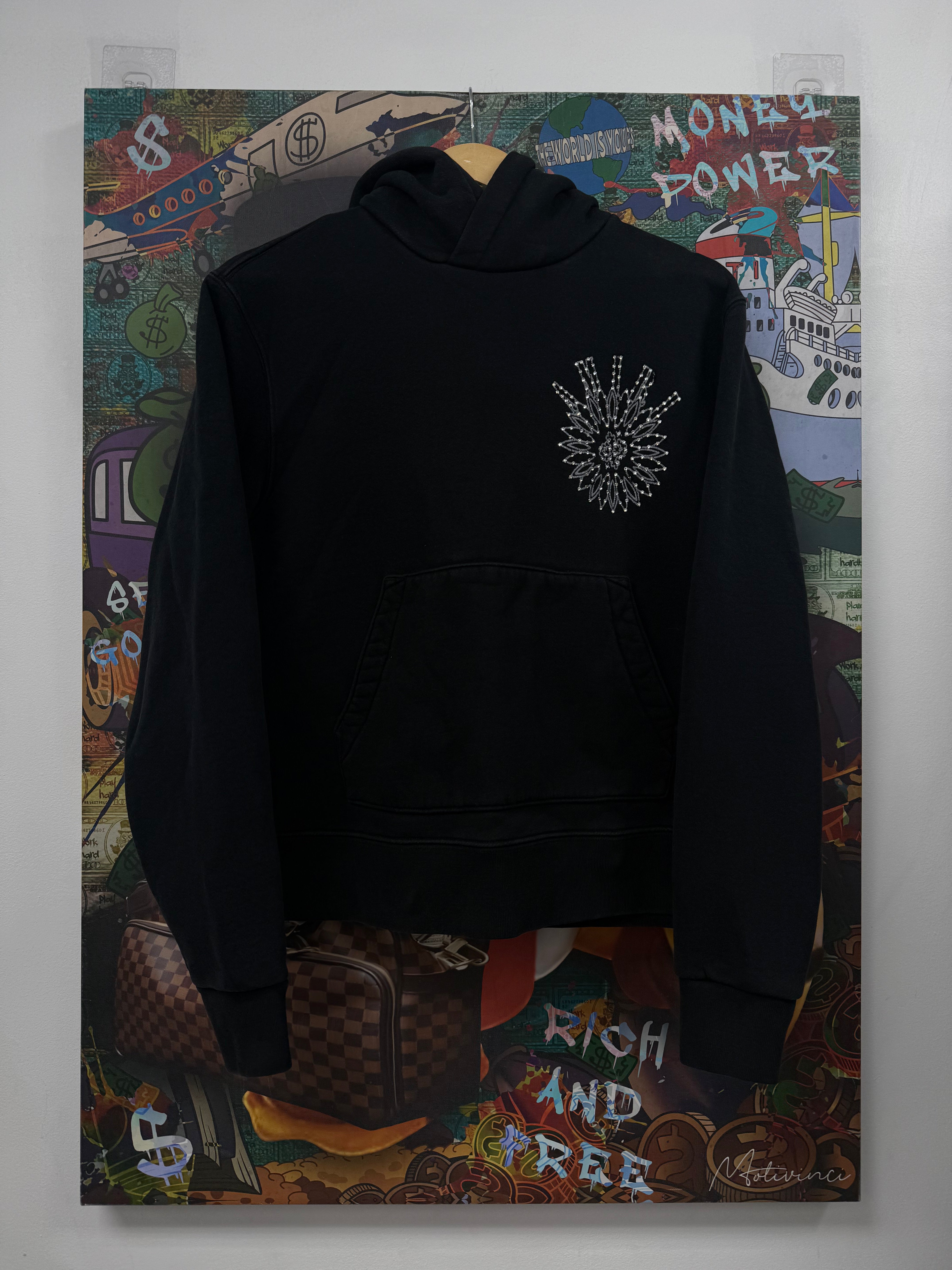 Amiri Black Crystal Ball Rhinestone Hoodie