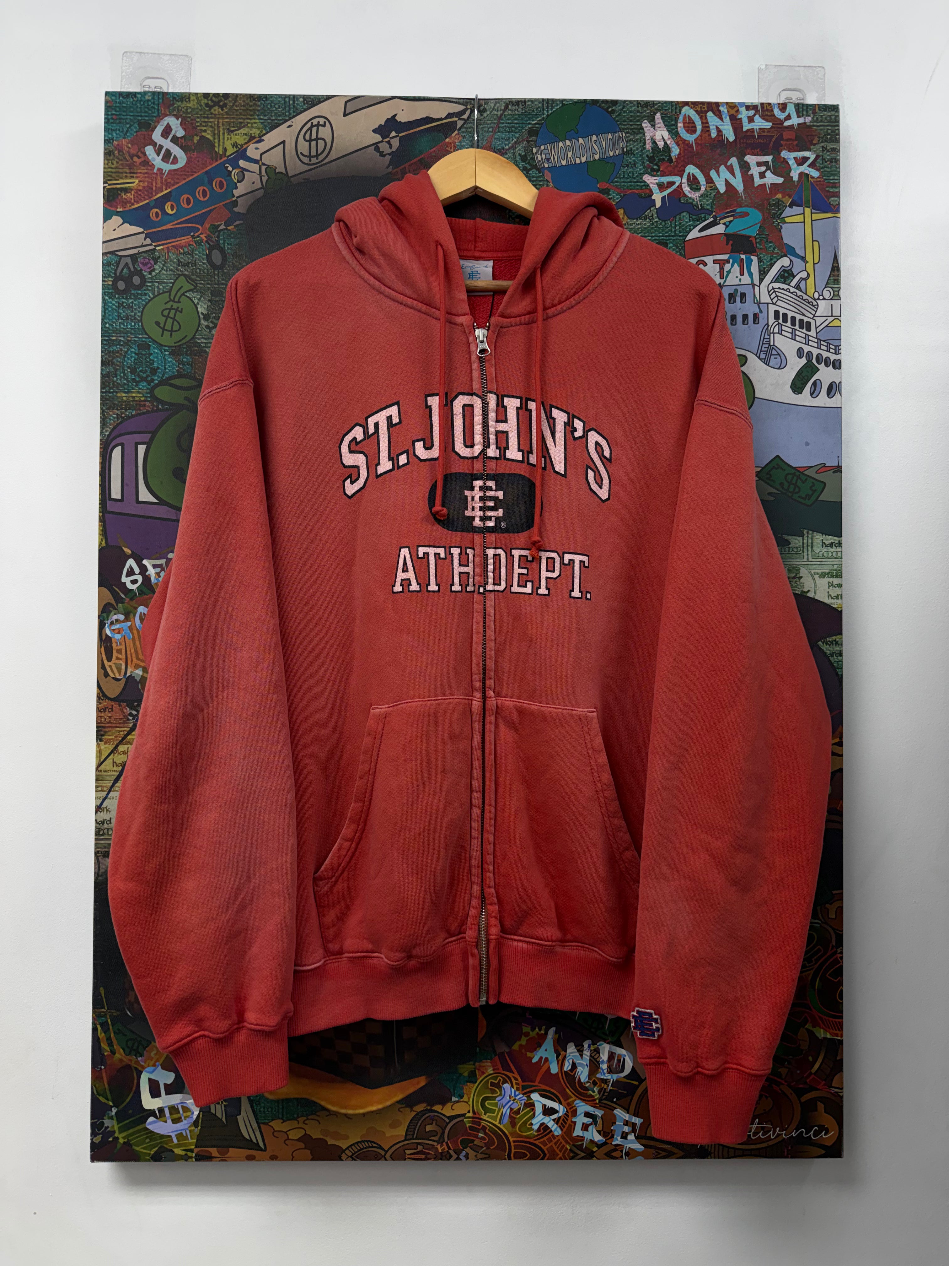 Eric Emanuel Faded Red St Johns Athletic Zip Up Hoodie