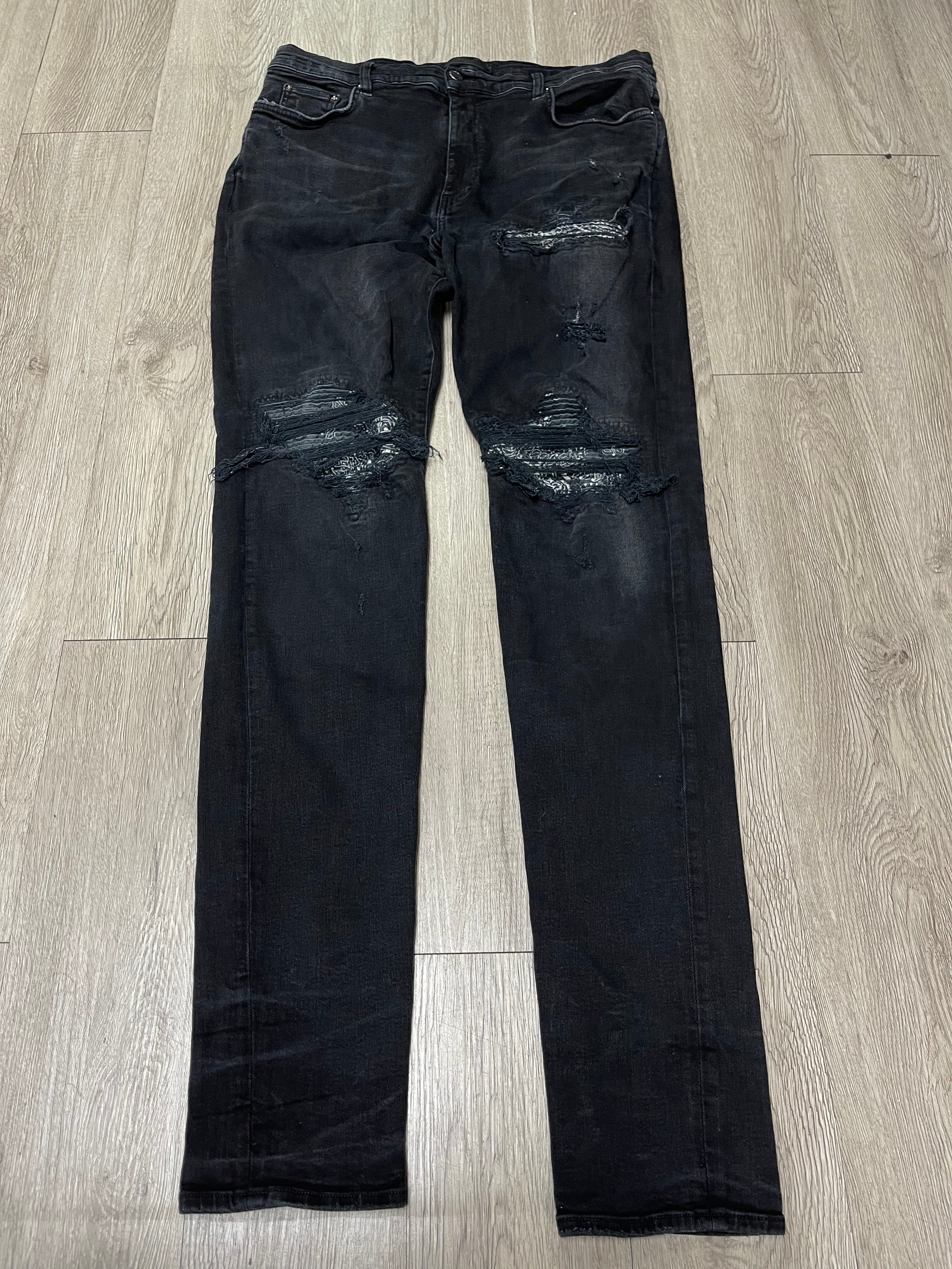 Amiri MX1 Black Wash Black Paisley Jeans