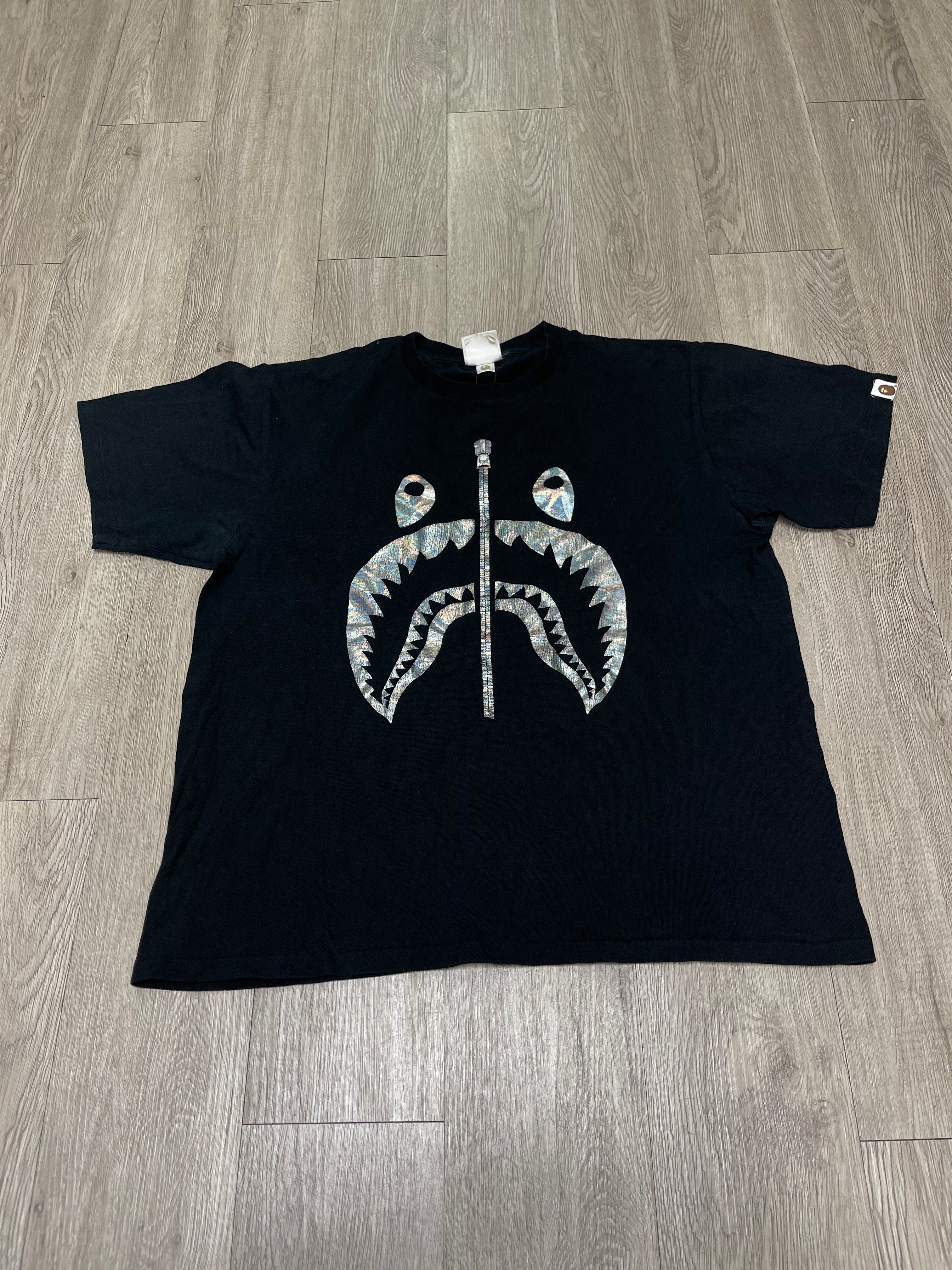 BAPE Black Silver Shark Split Tee