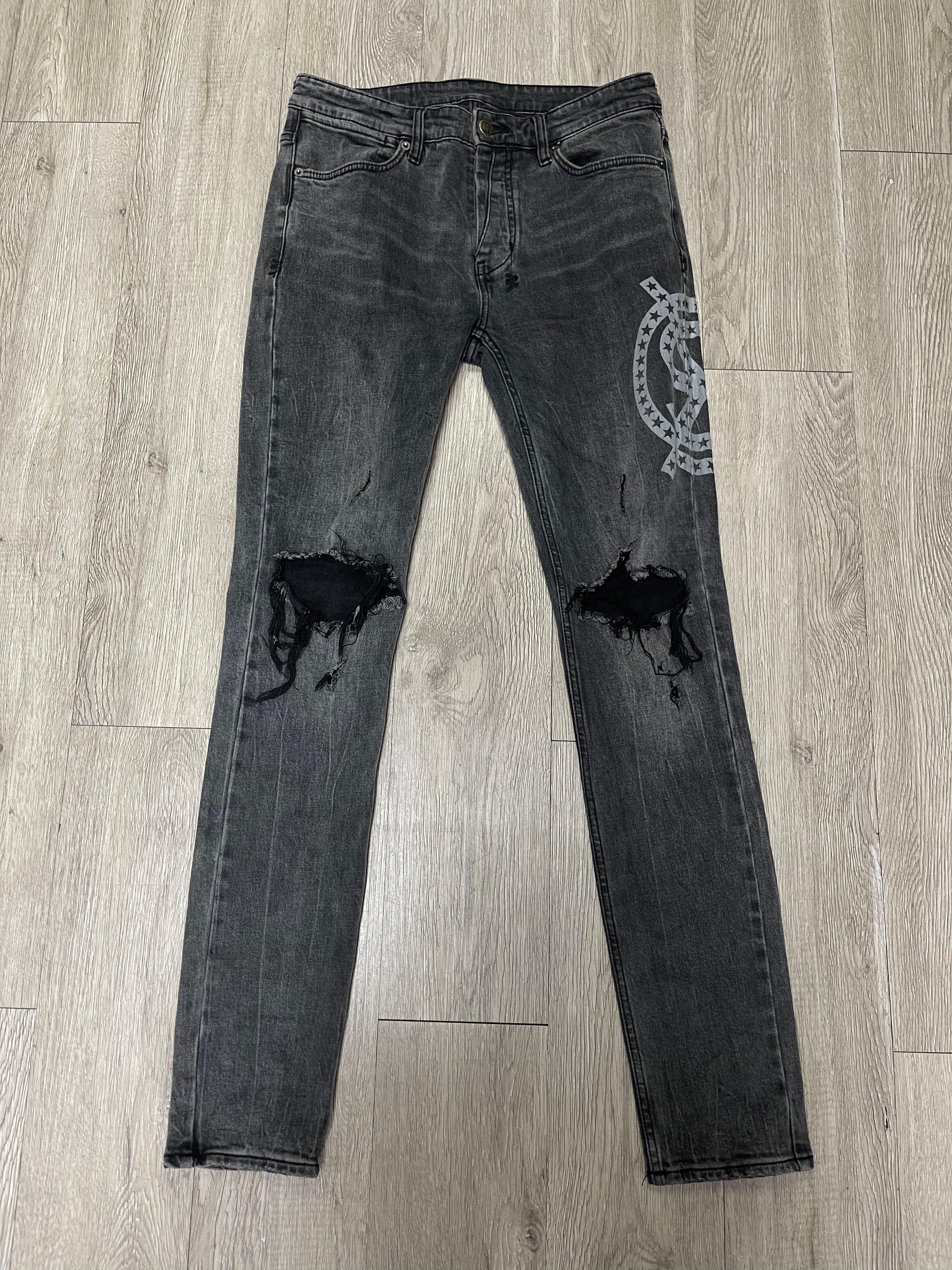 Ksubi Black Wash Ripped XS Logo Jeans