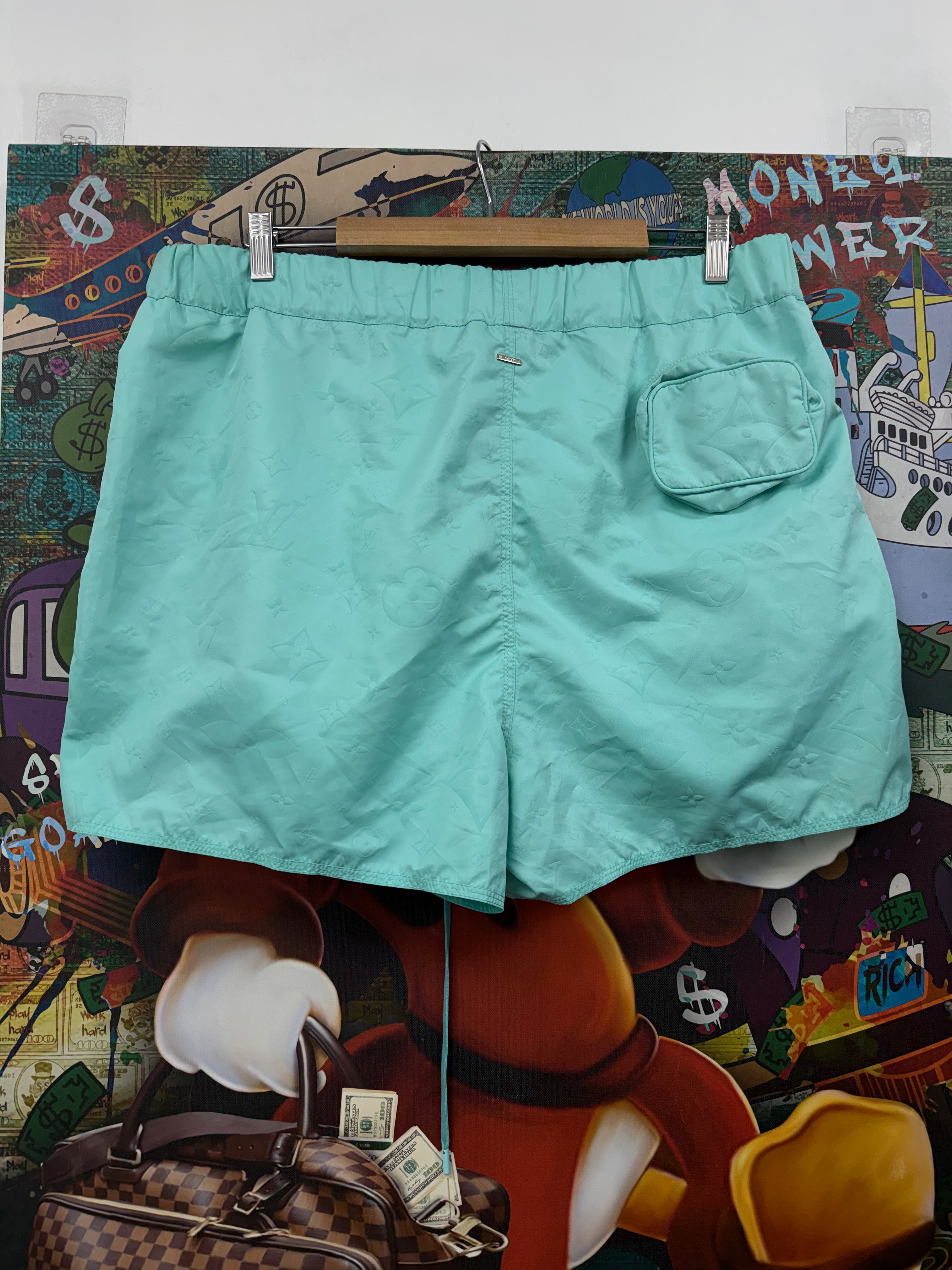Louis Vuitton Teal Monogram Swim Trunks