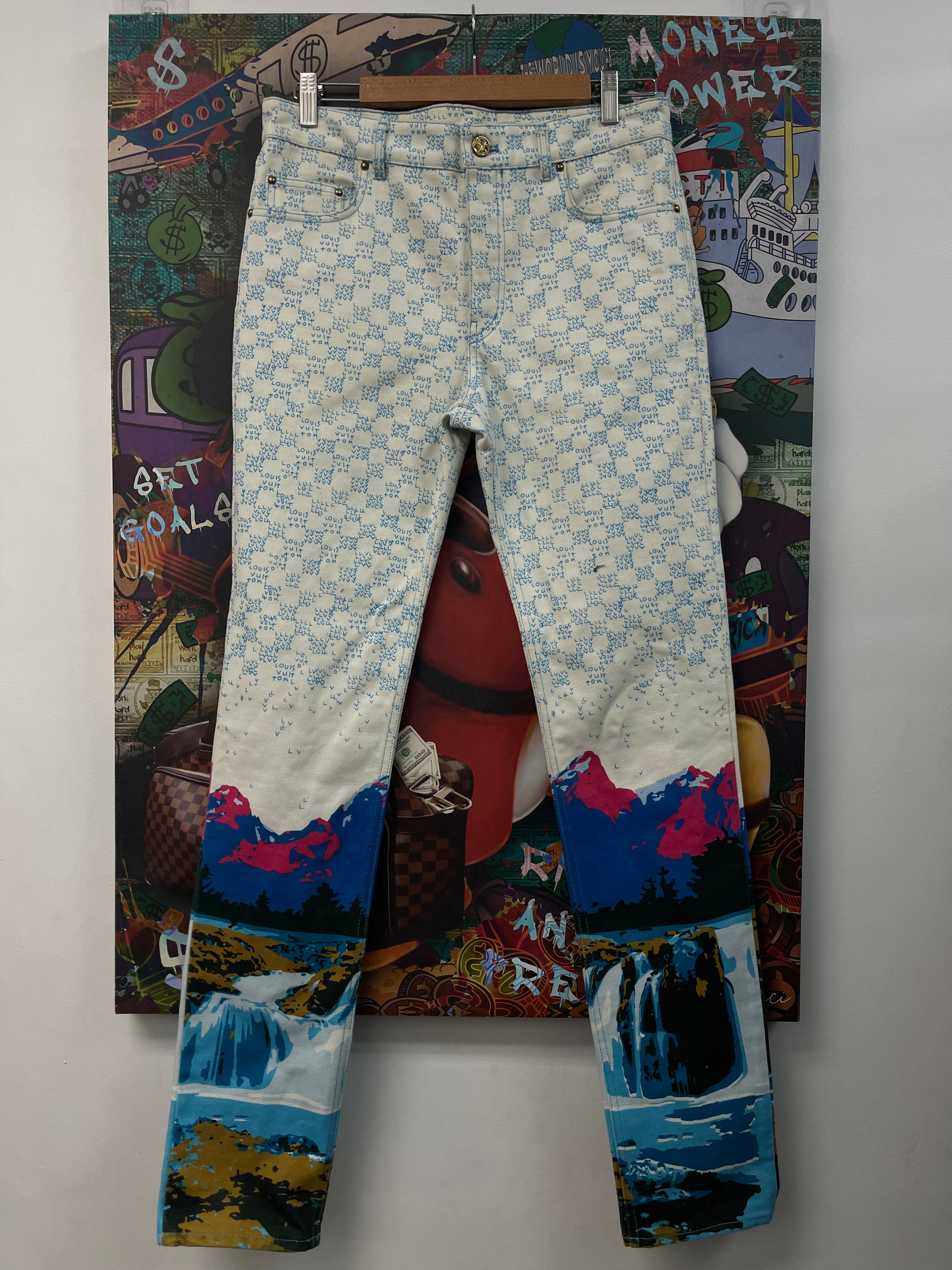 Louis Vuitton White Monogram Landscape Jeans