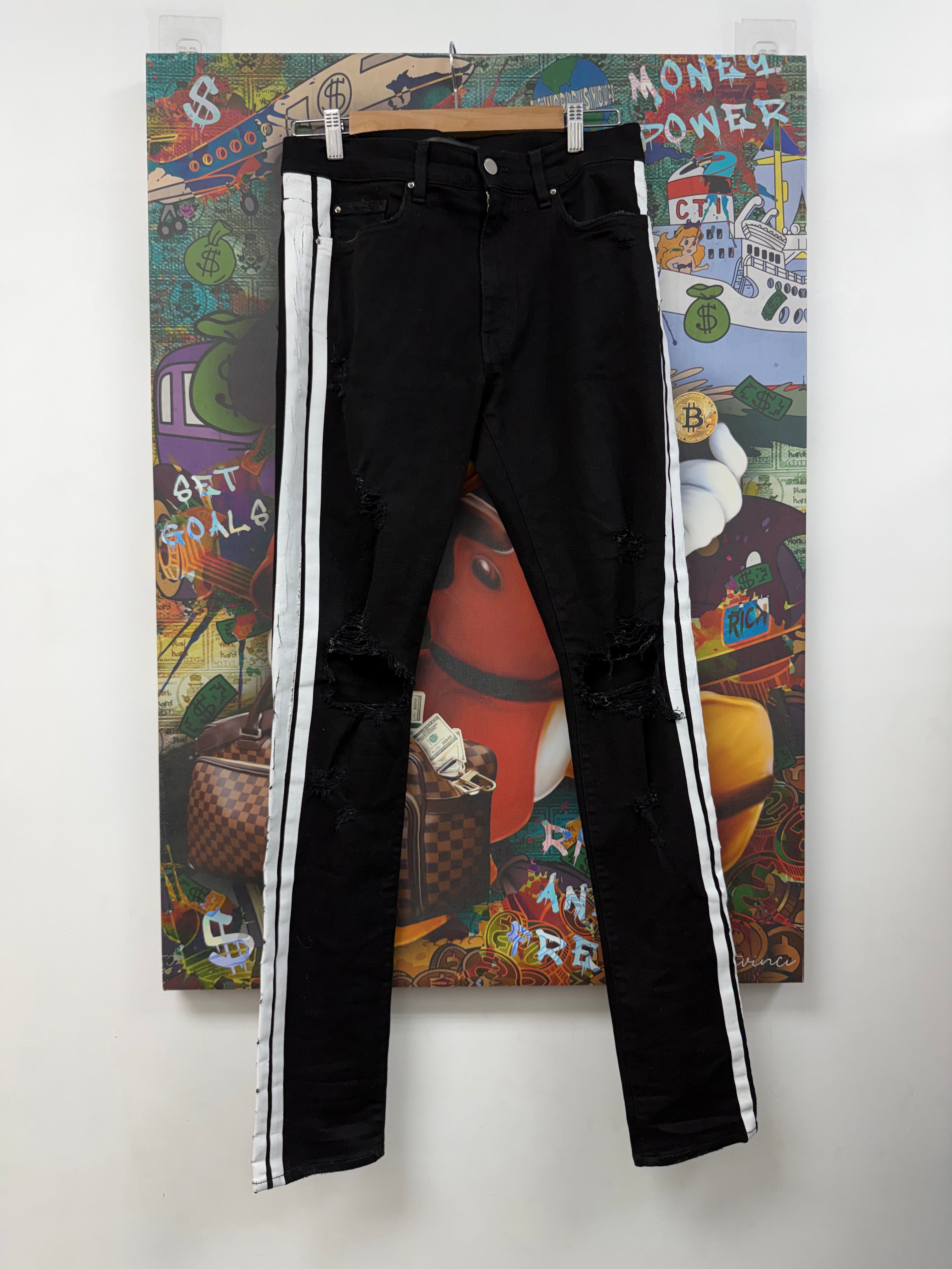 Amiri Black White Stripe Jeans