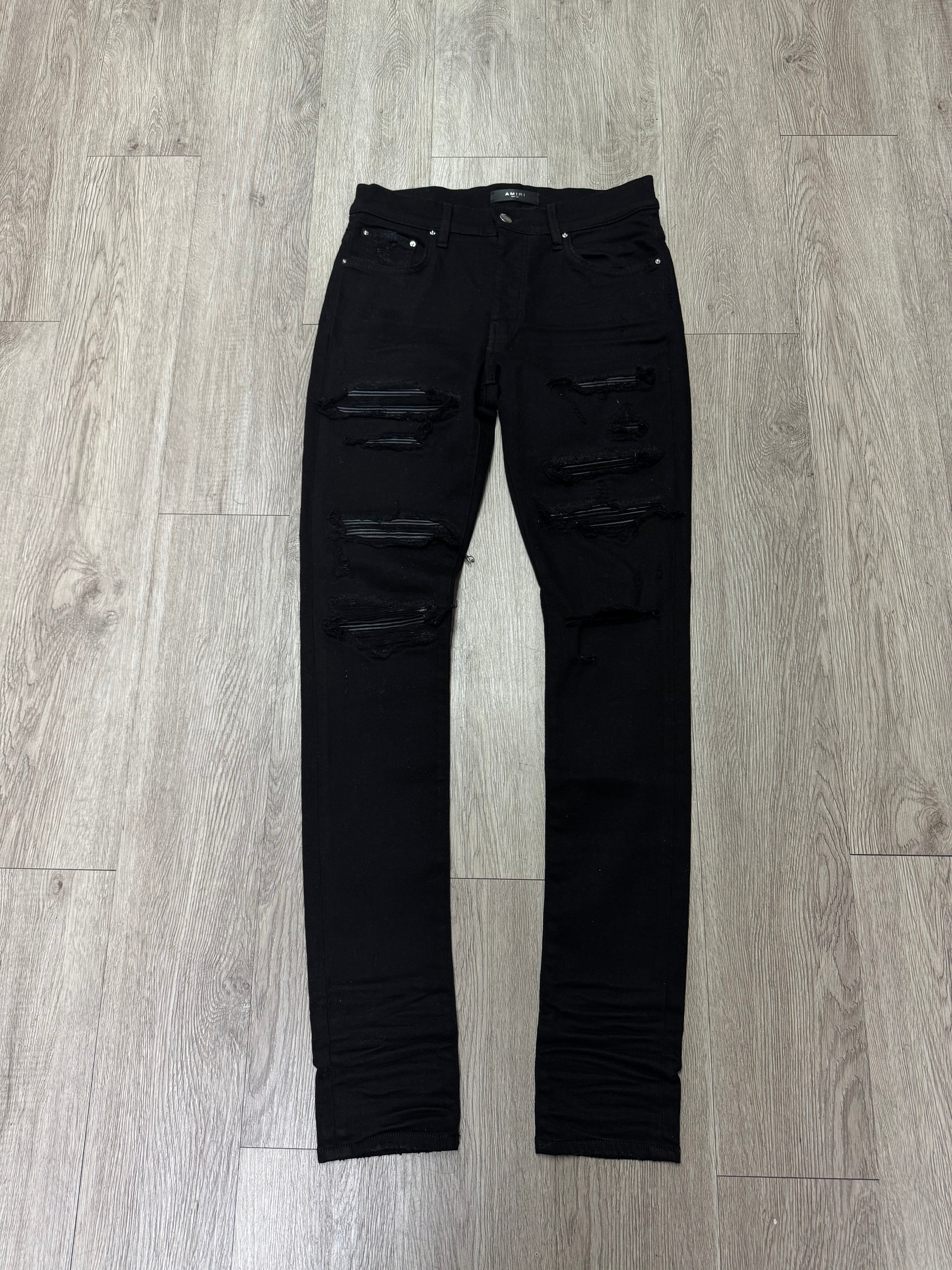 Amiri Black Black Thrasher Patch Jeans