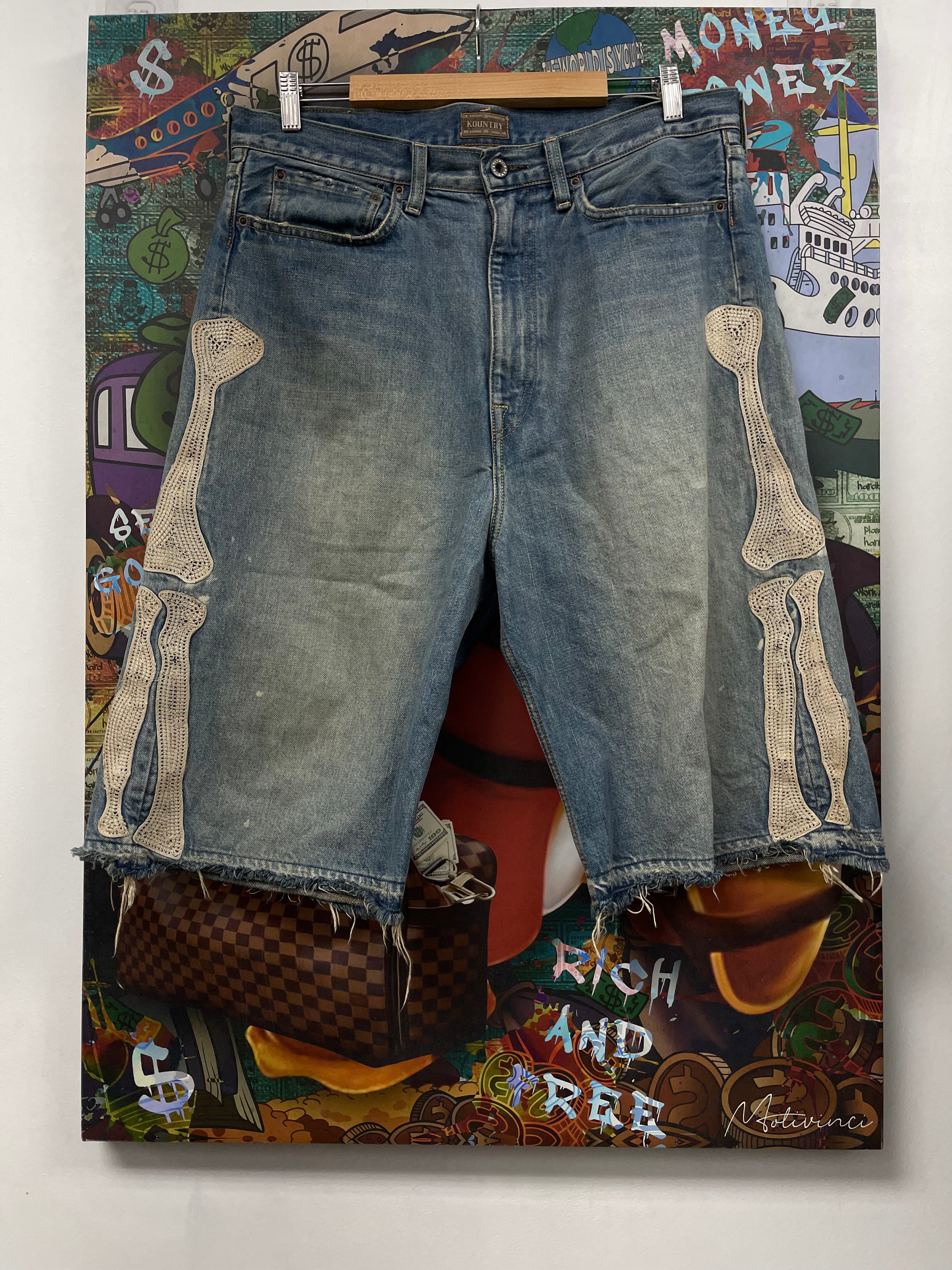 Kapital Light Wash Bone Shorts