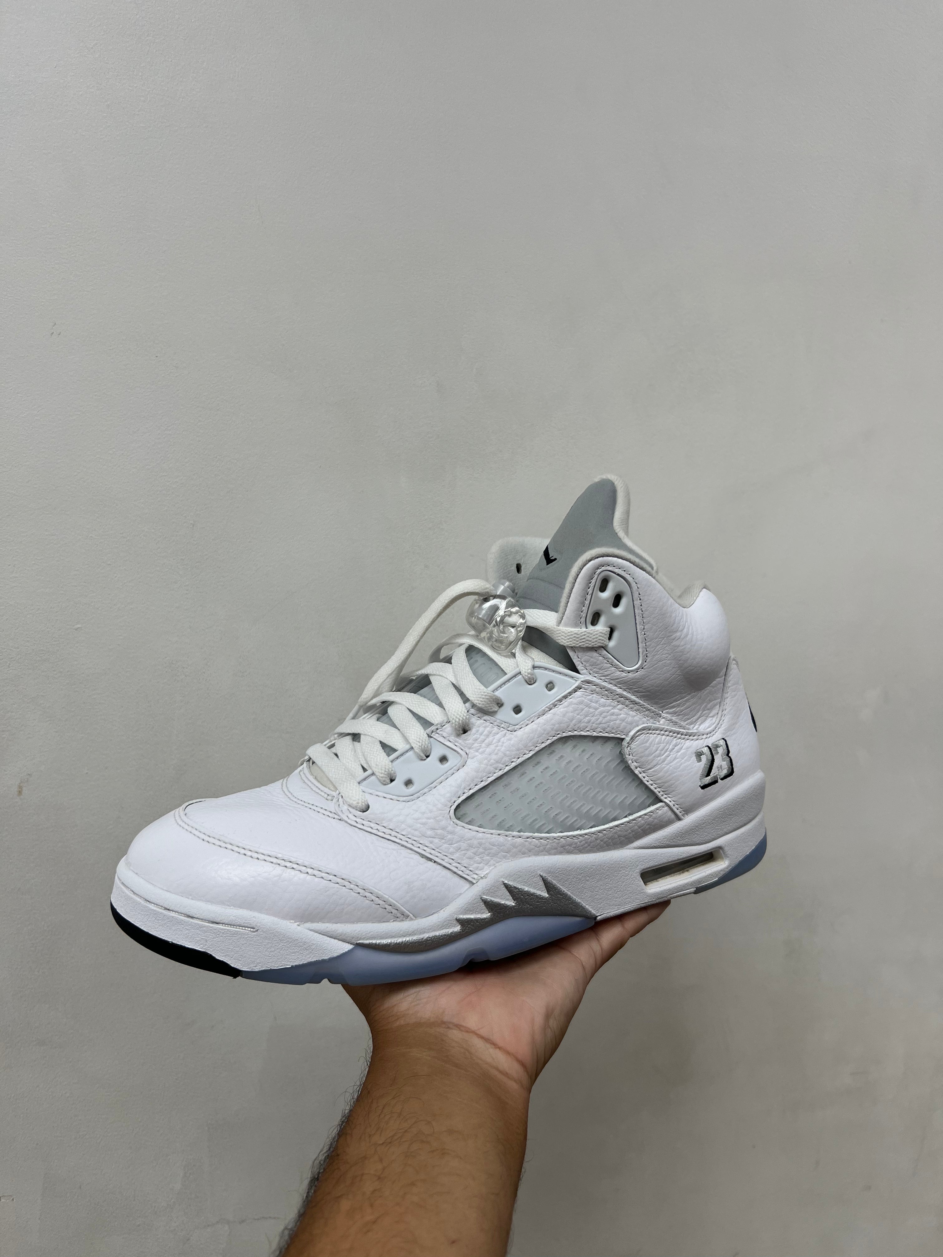 Jordan 5 White Metallic Sneakers