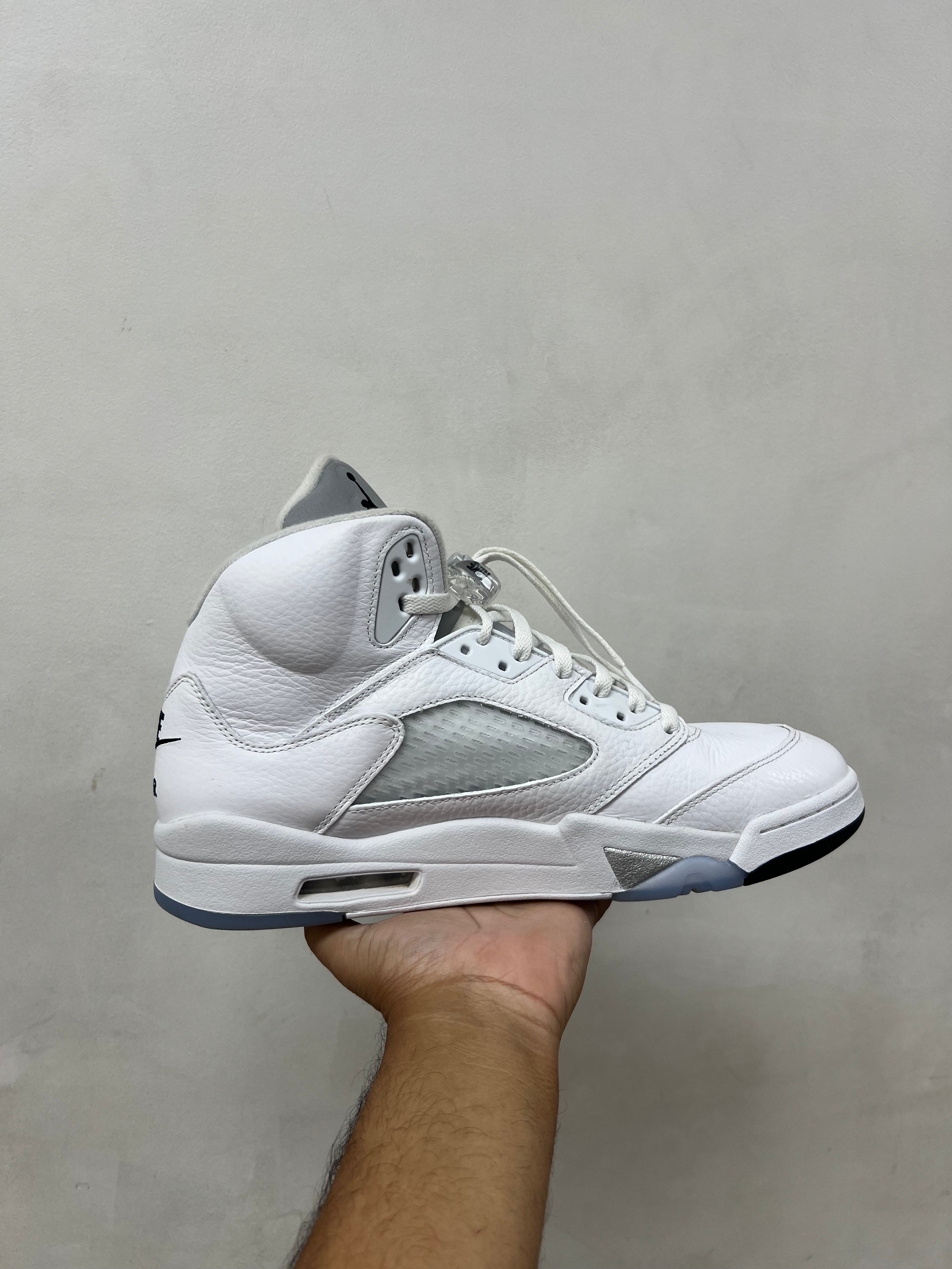 Jordan 5 White Metallic Sneakers