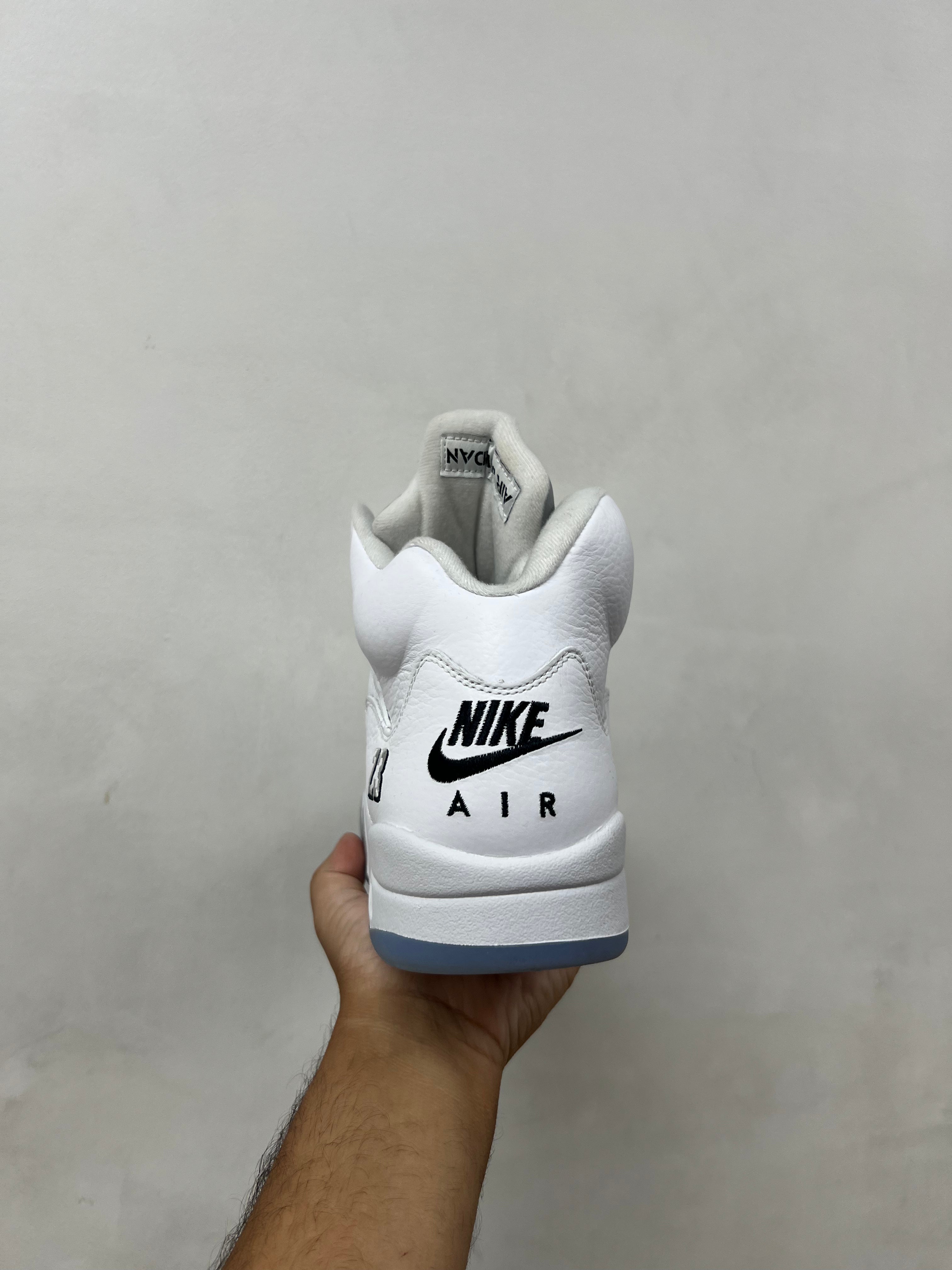 Jordan 5 White Metallic Sneakers