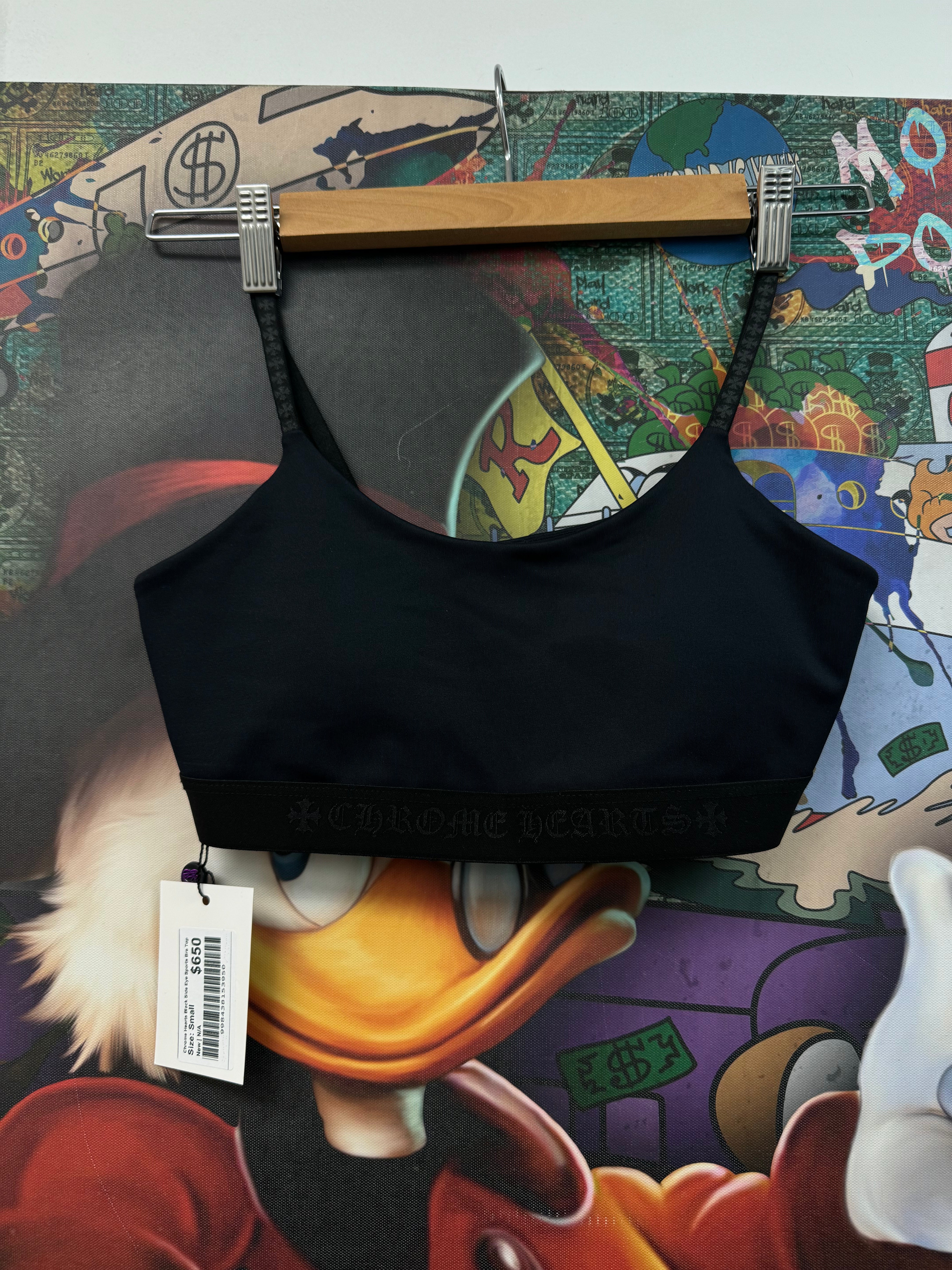 Chrome Hearts Black Side Eye Sports Bra Top