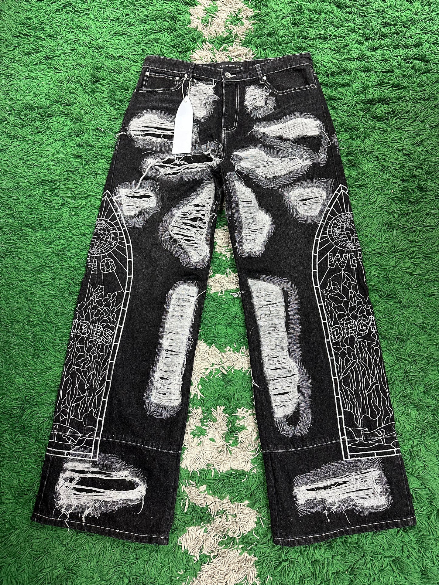 WDW Darning Side Embroidered Denim New 36 With Tags