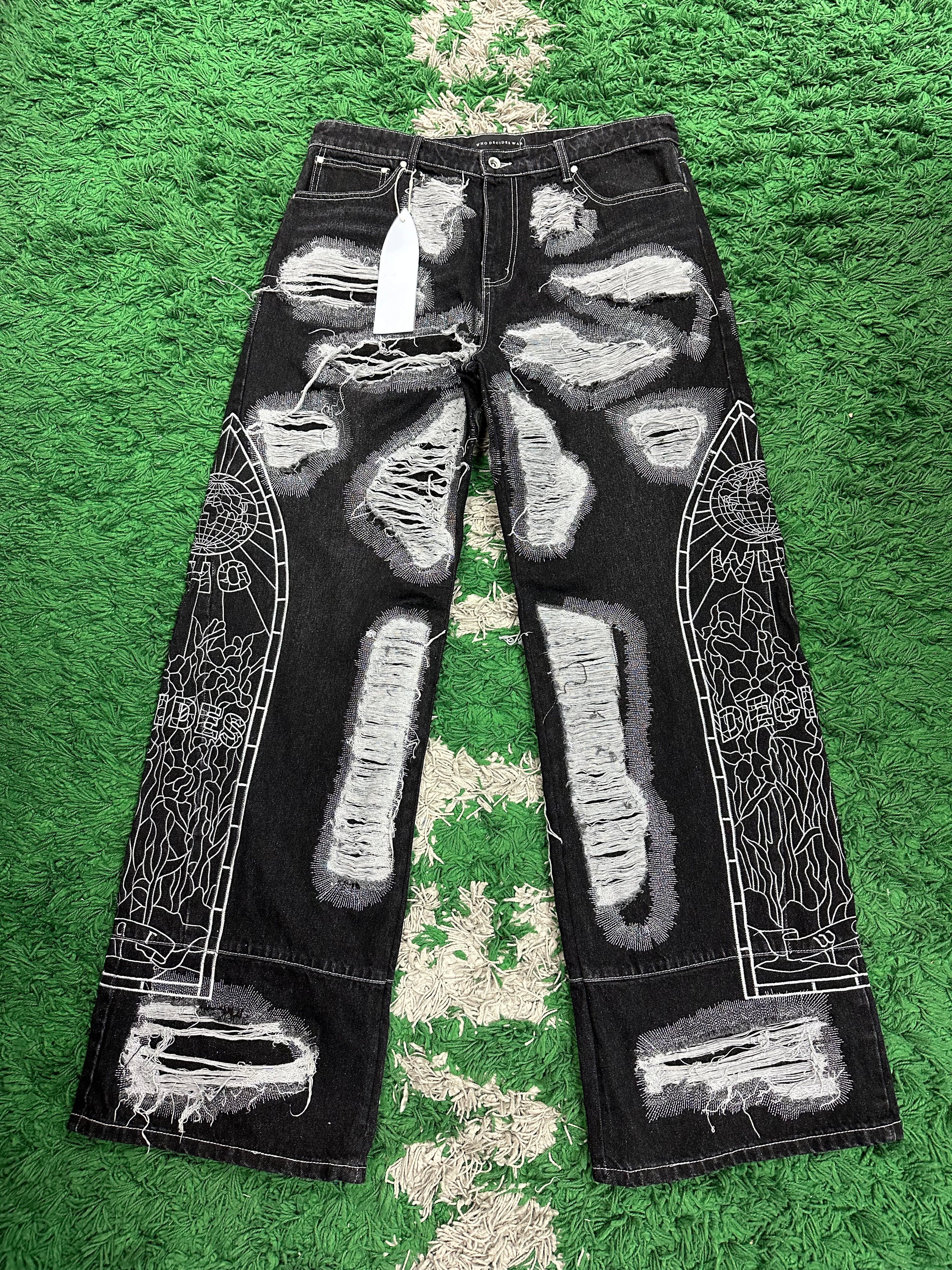 WDW Darning Side Embroidered Denim New 36 With Tags