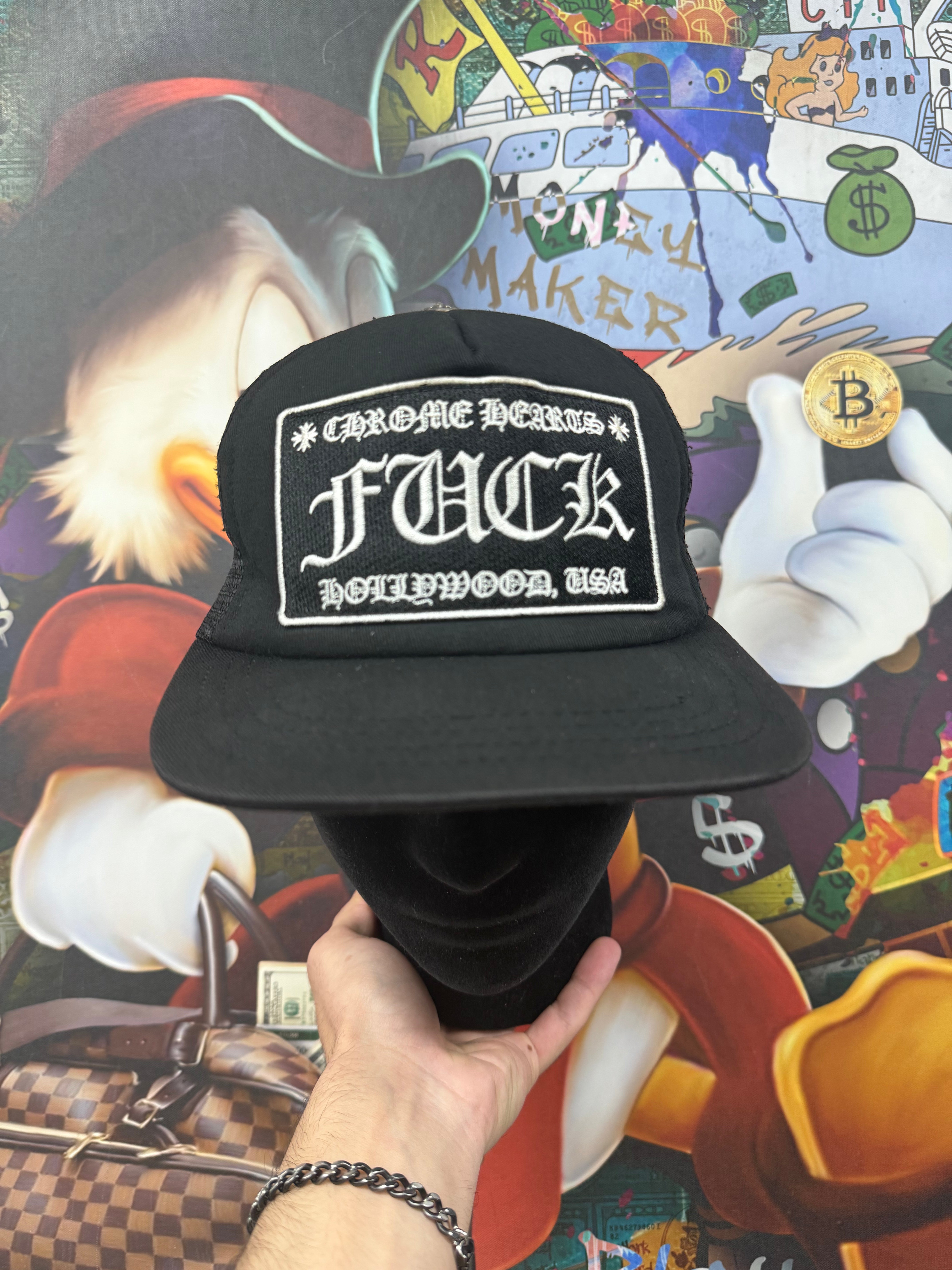 Chrome Hearts Black CH Hollywood Trucker Hat