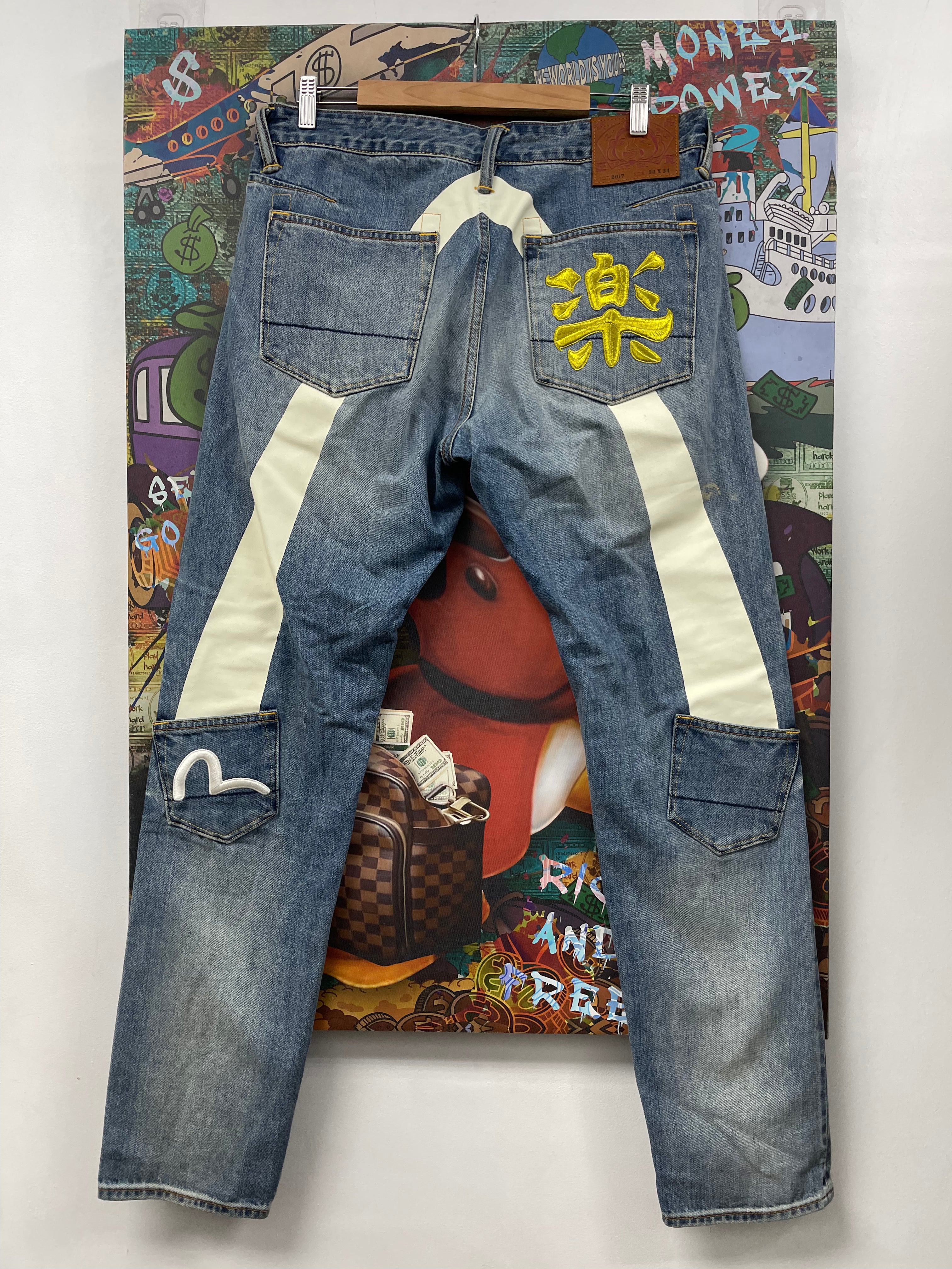 Evisu Light Wash White Seagull Daicock Jeans