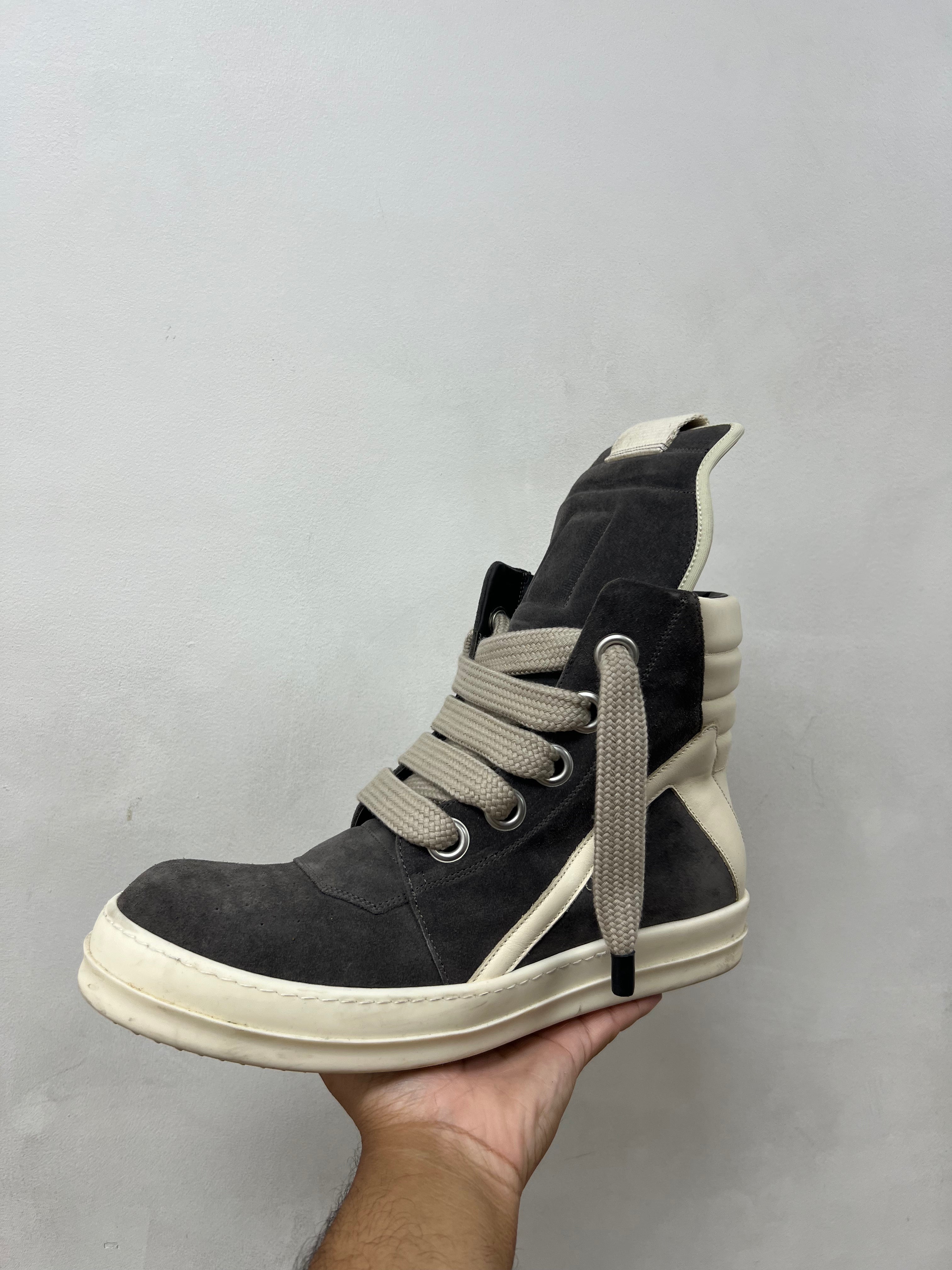Rick Owens Jumbolace Geobasket Dark Dust Milk Sneakers