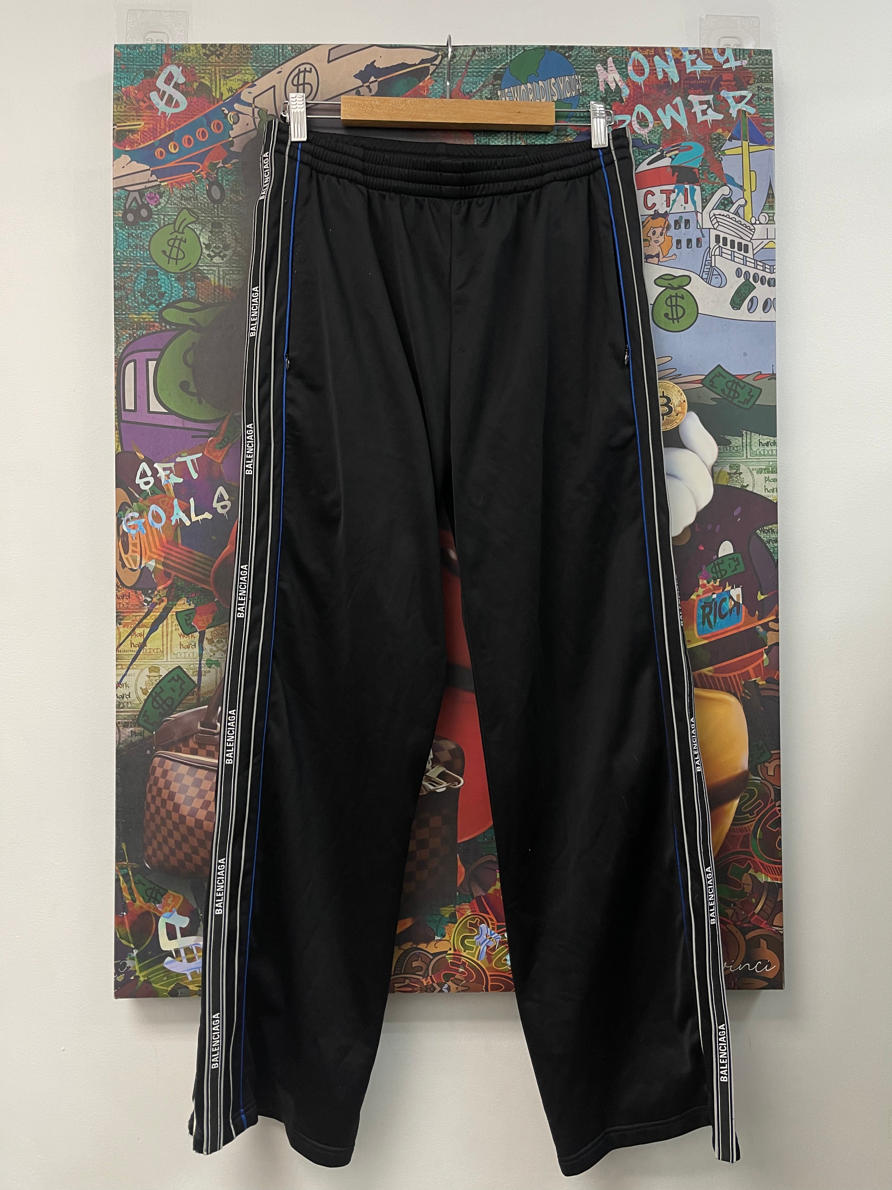 Balenciaga Black Blue Stripe (48) Track Pants