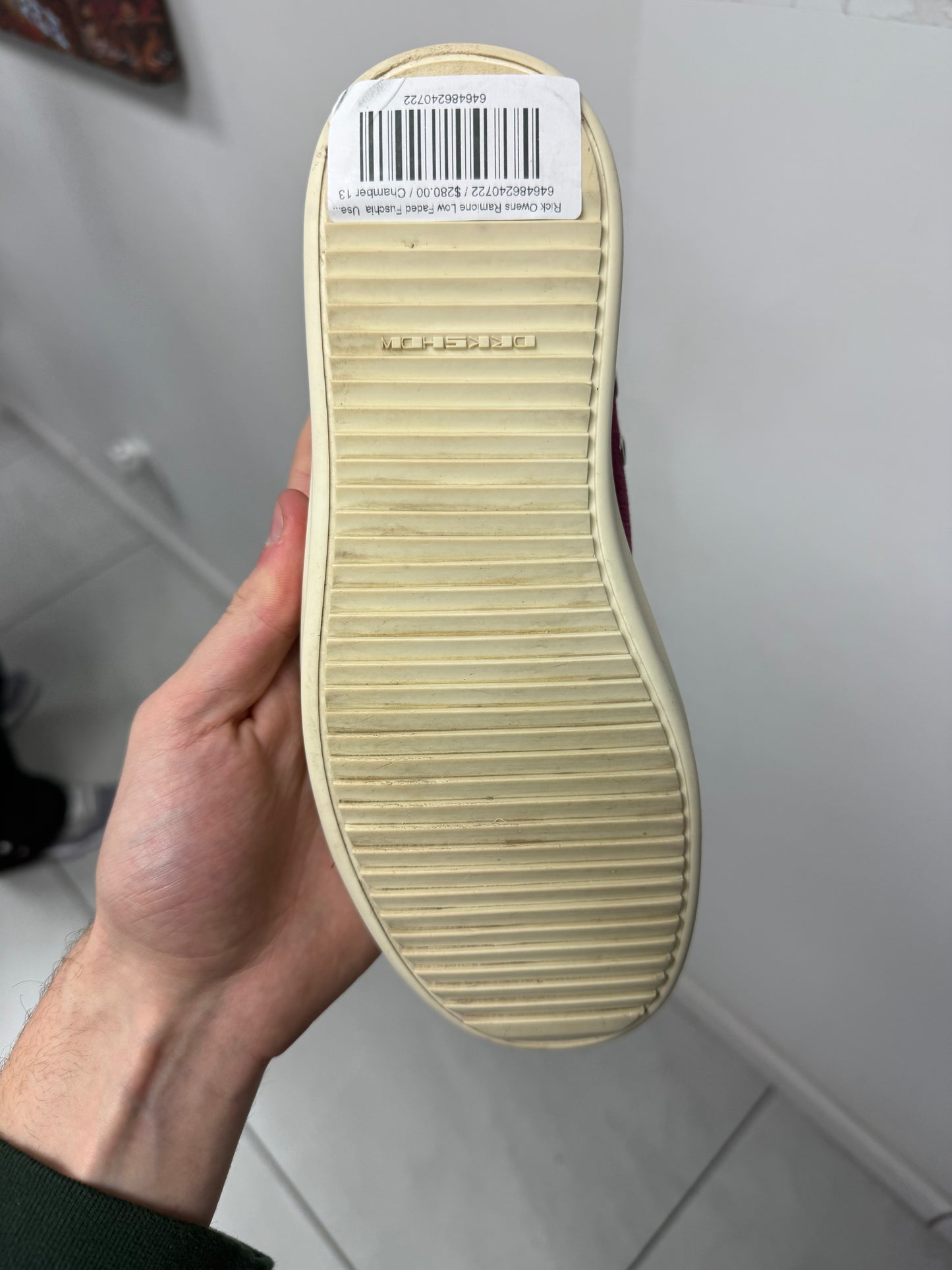 Rick Owens Ramione Low Faded Fuschia Used 37.5 (US 4.5) With Box