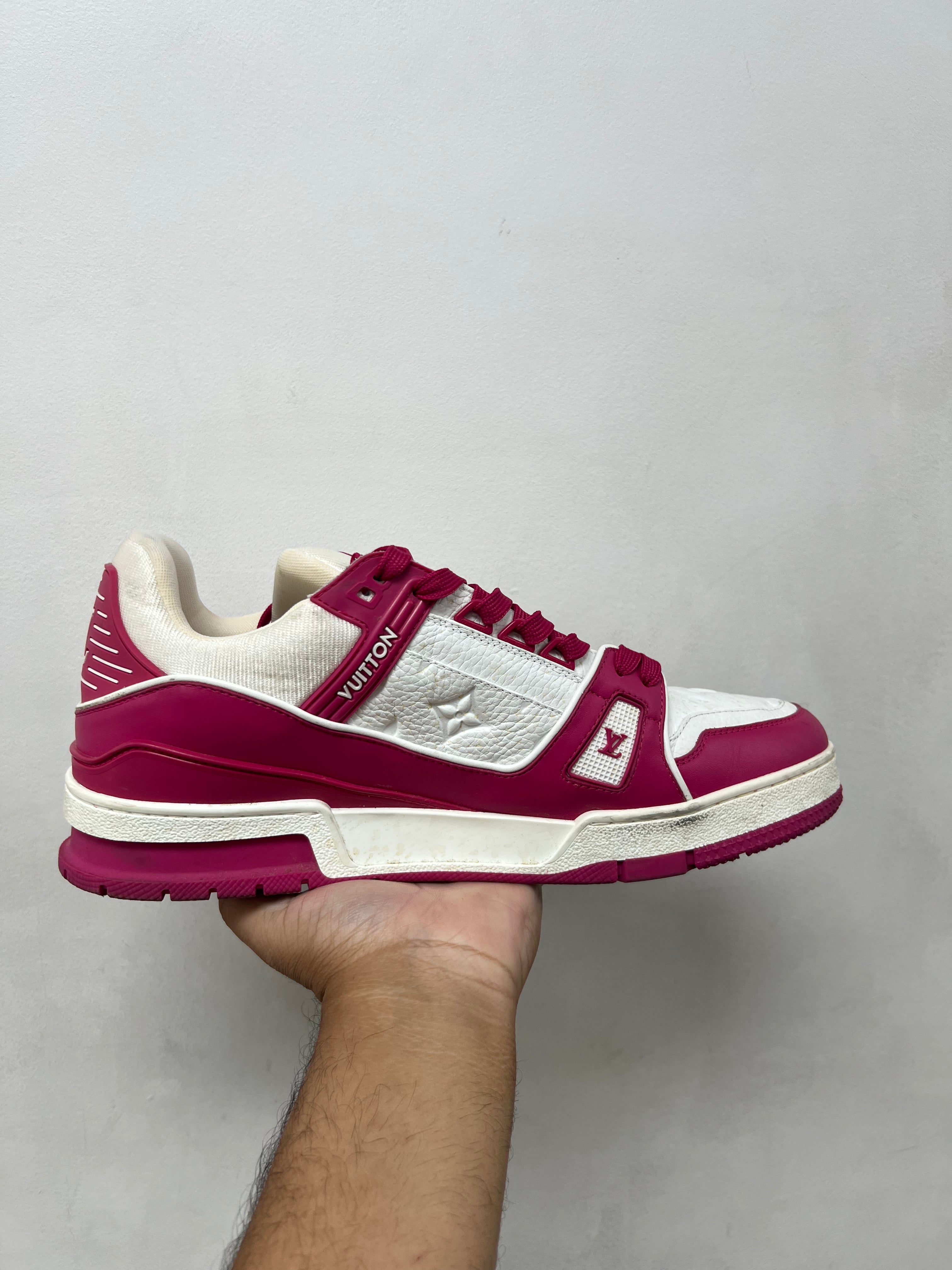 Louis Vuitton Pink White Leather Trainer Sneakers