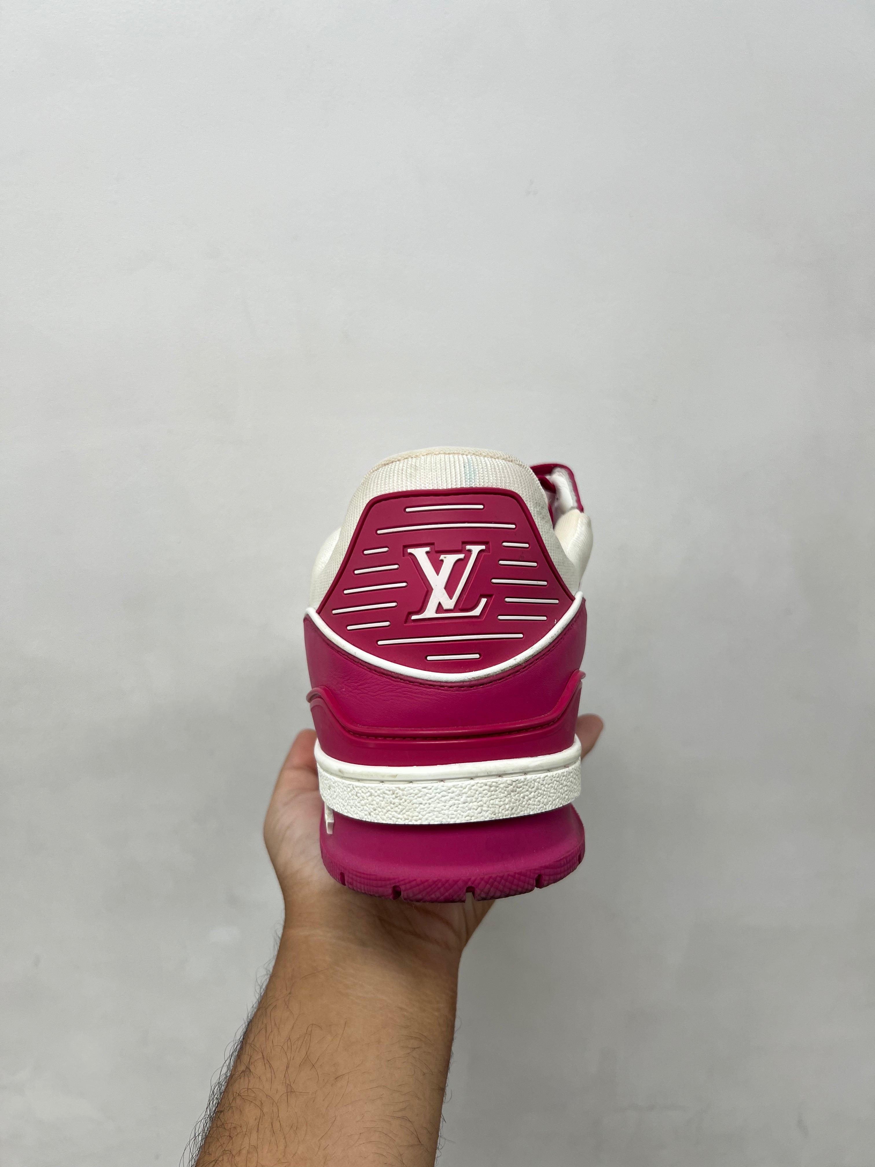 Louis Vuitton Pink White Leather Trainer Sneakers