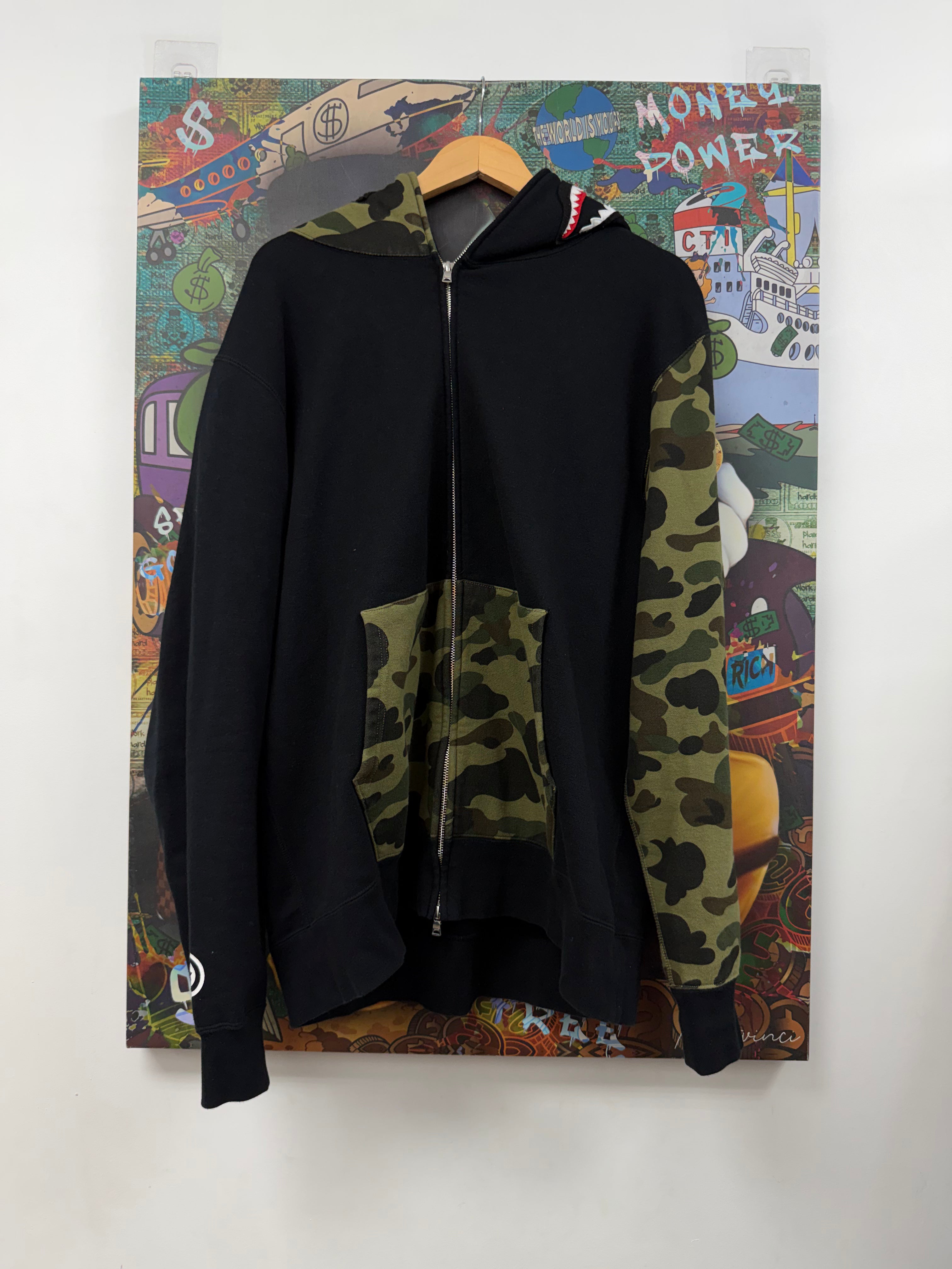 Bape Black Split Camo Shark Zip Up