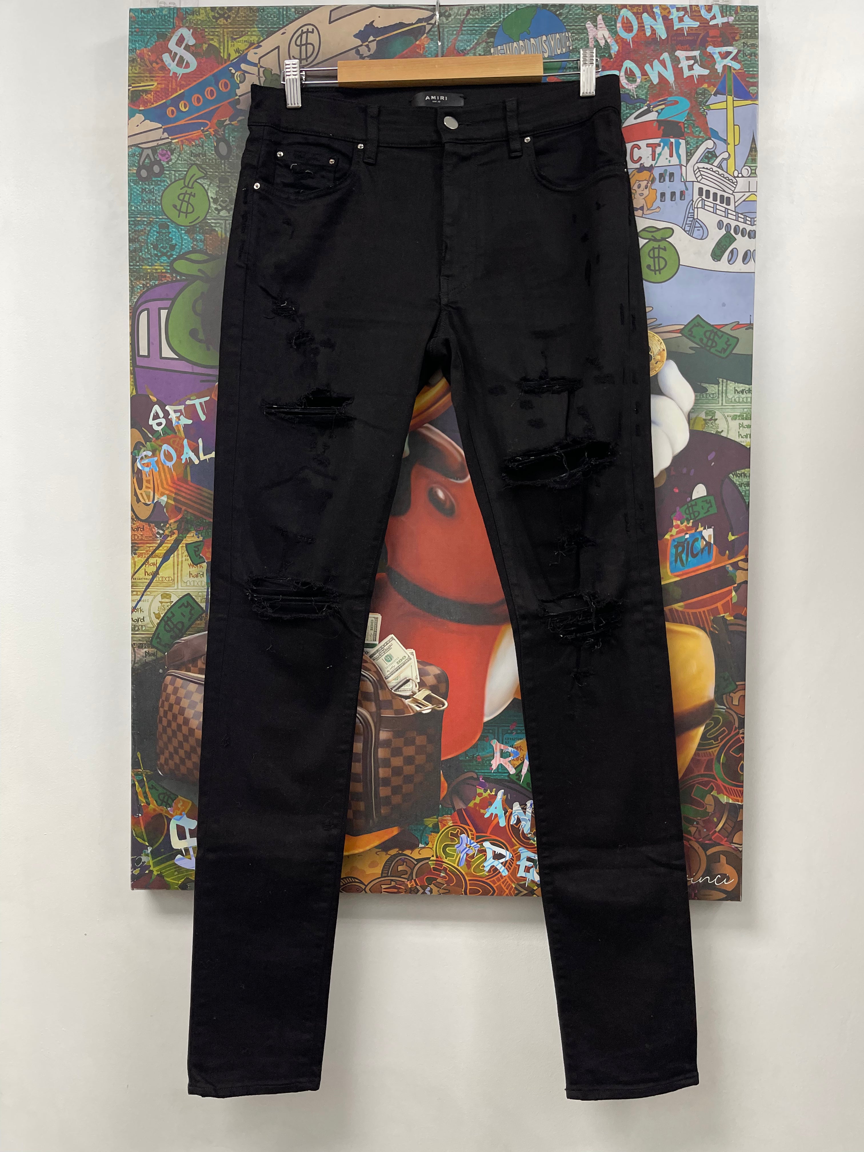 Amiri Black Thrasher Rip Jeans