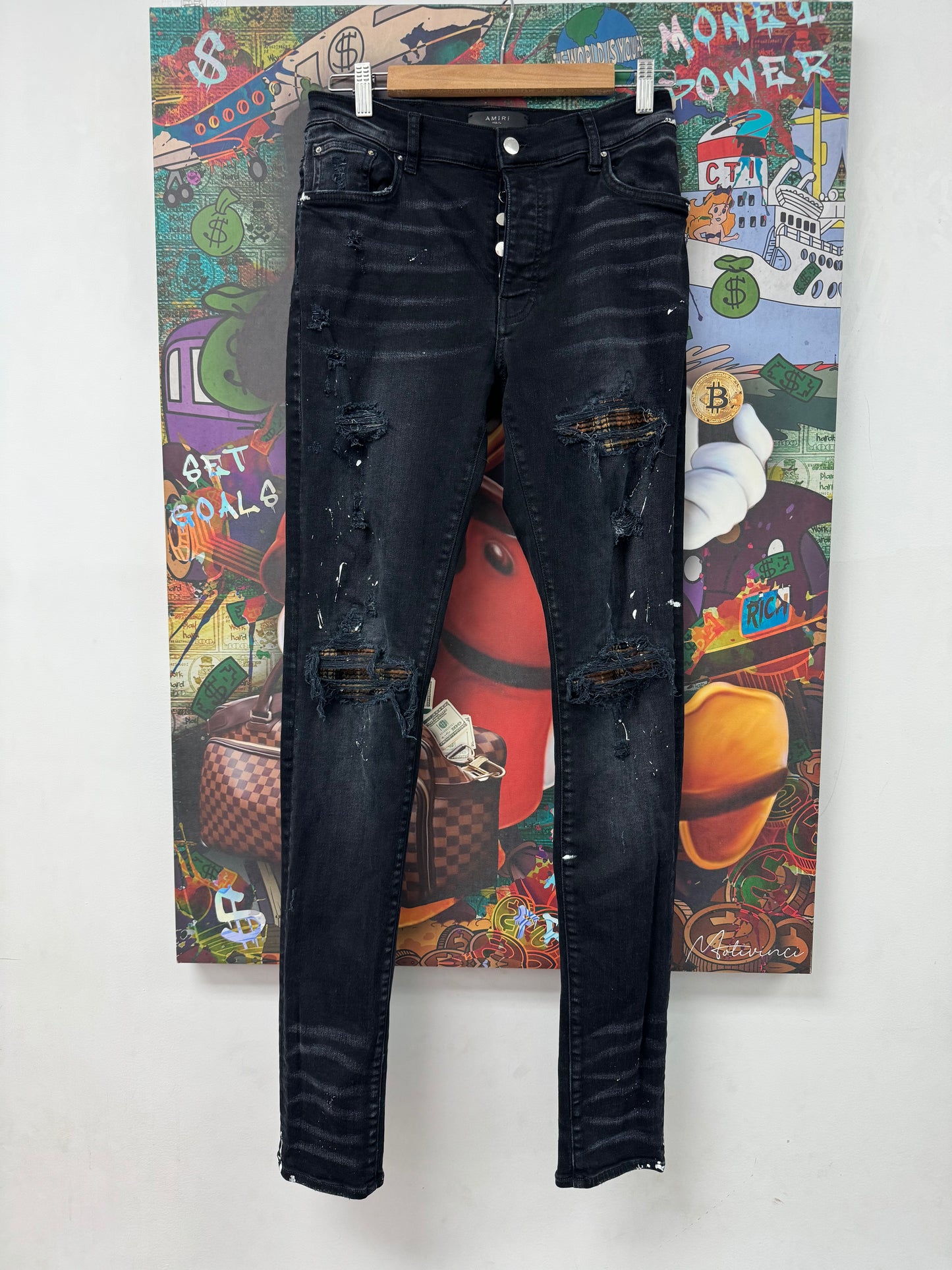 Amiri MX1 Black Brown Plaid Used 32 N/A