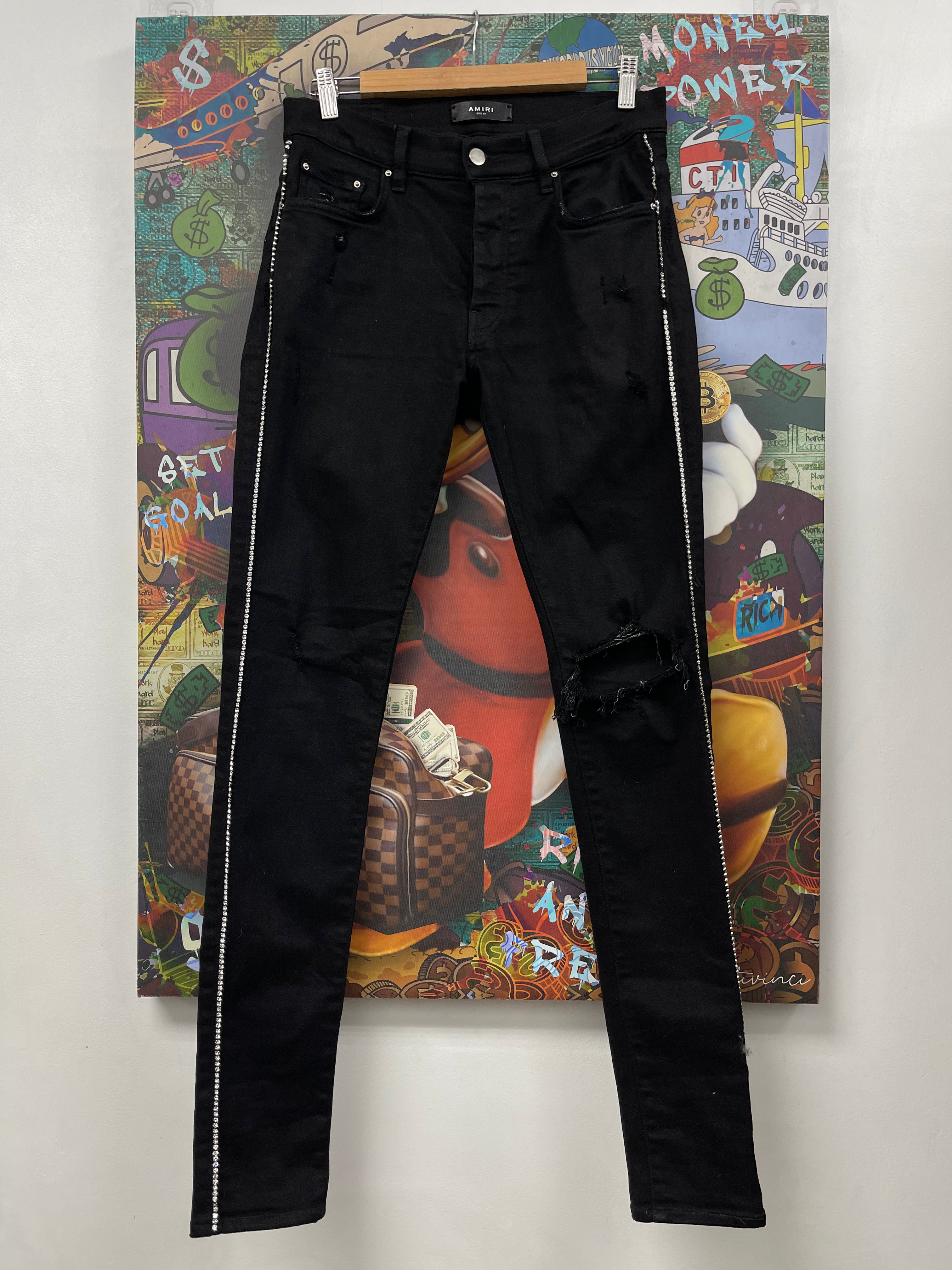 Amiri Black Crystal Track Jeans